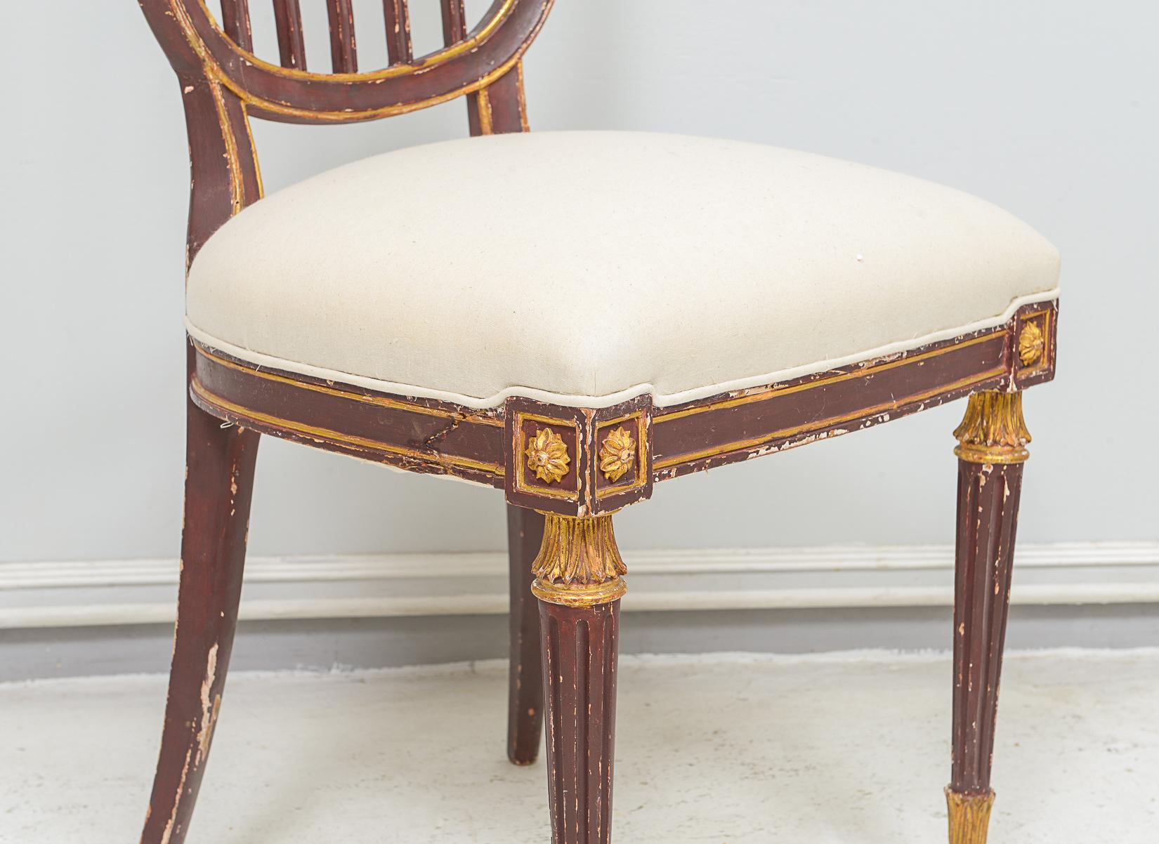 Gilt Set of Eight Dining Chairs in the Neoclassic Manner  For Sale