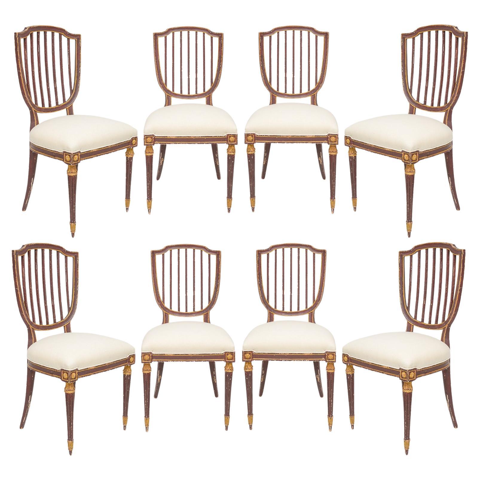 Set of Eight Dining Chairs in the Neoclassic Manner  For Sale