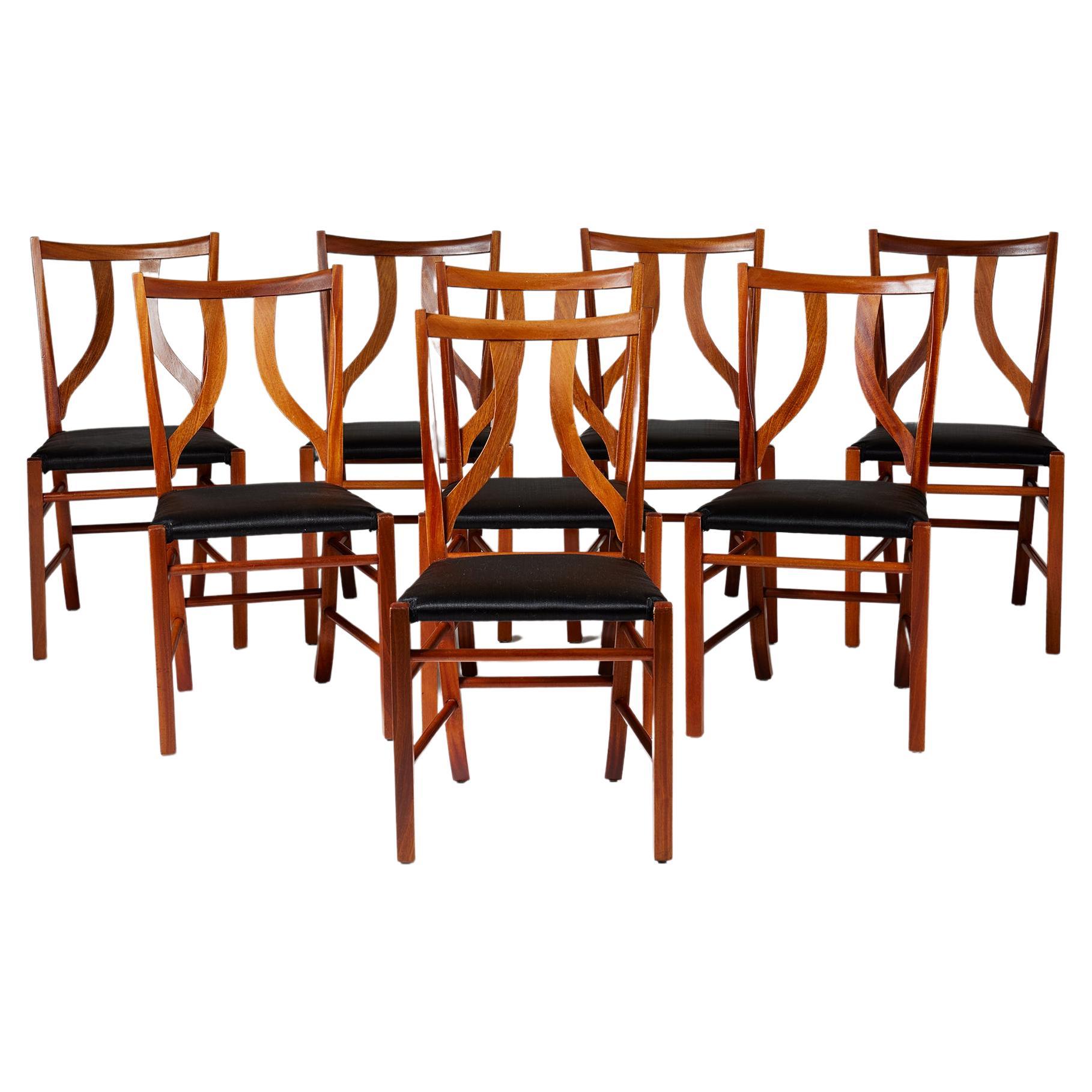 Set of Eight Dining Chairs Model 2027 Designed by Josef Frank for Svenskt Tenn