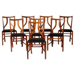 Retro Set of Eight Dining Chairs Model 2027 Designed by Josef Frank for Svenskt Tenn