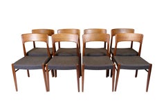 Set Of Eight Dining Chairs Model 26 In Teak By Henry Kjærnulf From 1960s