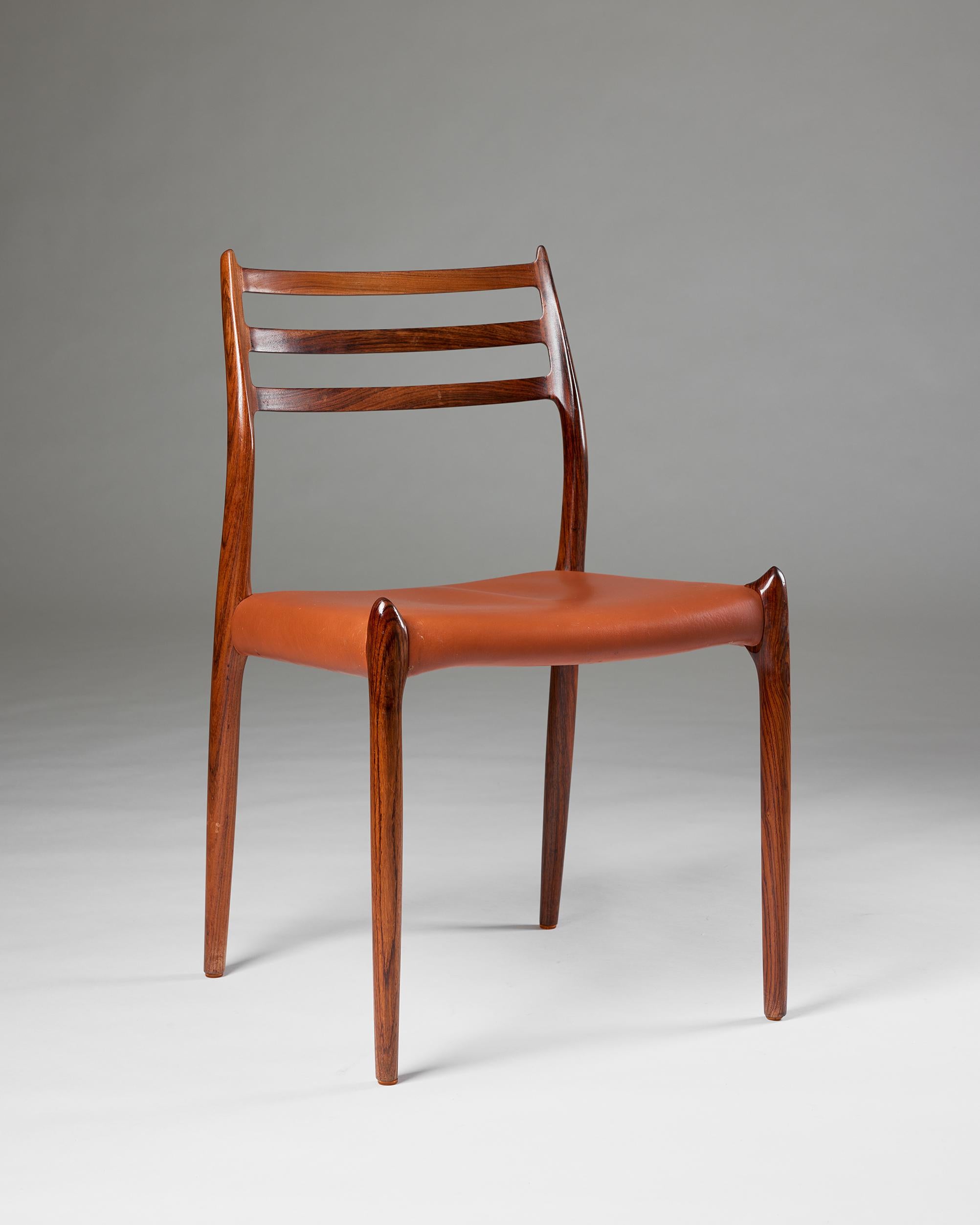 Danish Set of eight dining chairs model 78 designed by Niels O. Möller for J. L. Möller