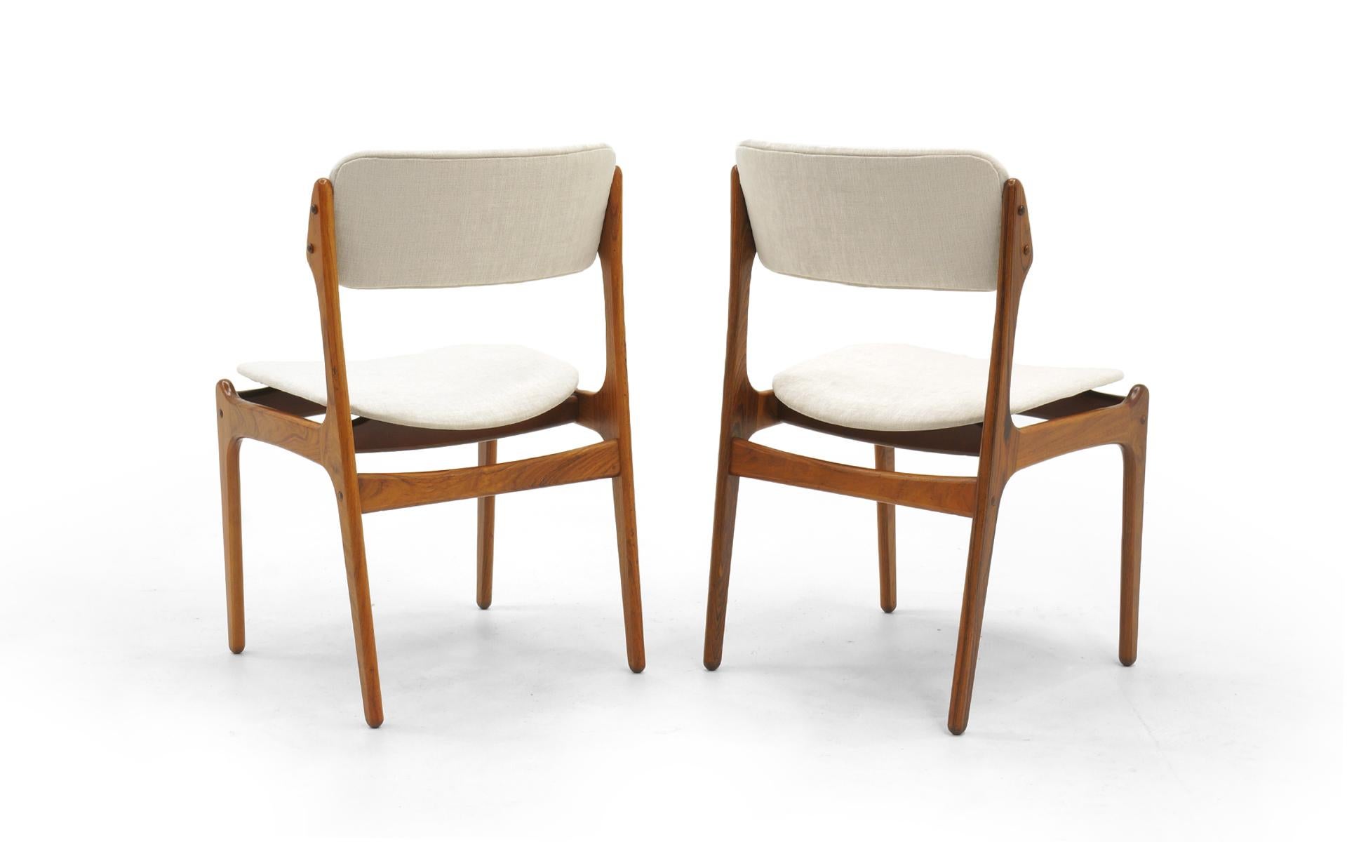 Upholstery Set of Eight Dining Chairs, Rosewood by Danish Modern Designer Erik Buch