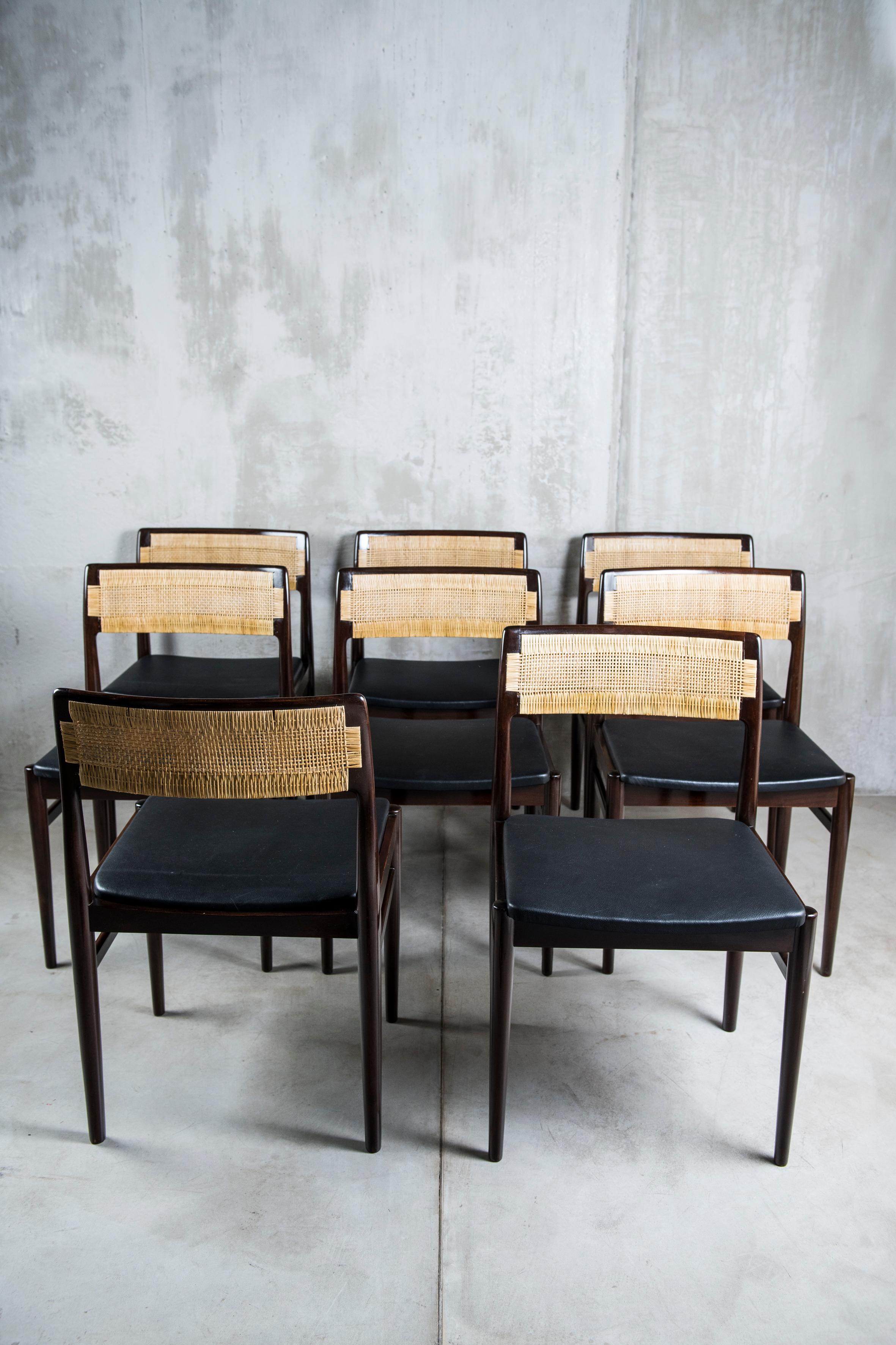 Set of Eight Dining Room Chairs Design by Erik Worts, Denmark, circa 1960. 1