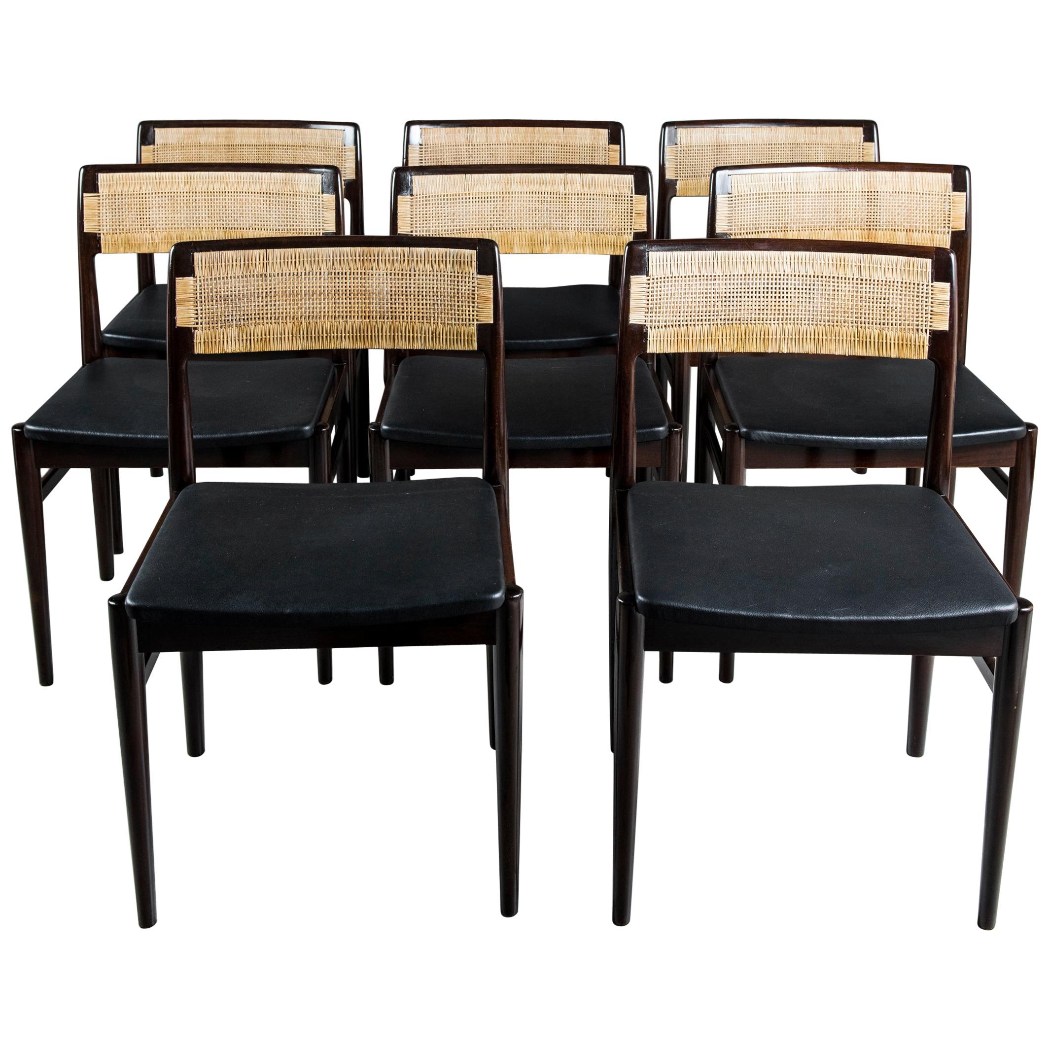 Set of Eight Dining Room Chairs Design by Erik Worts, Denmark, circa 1960.