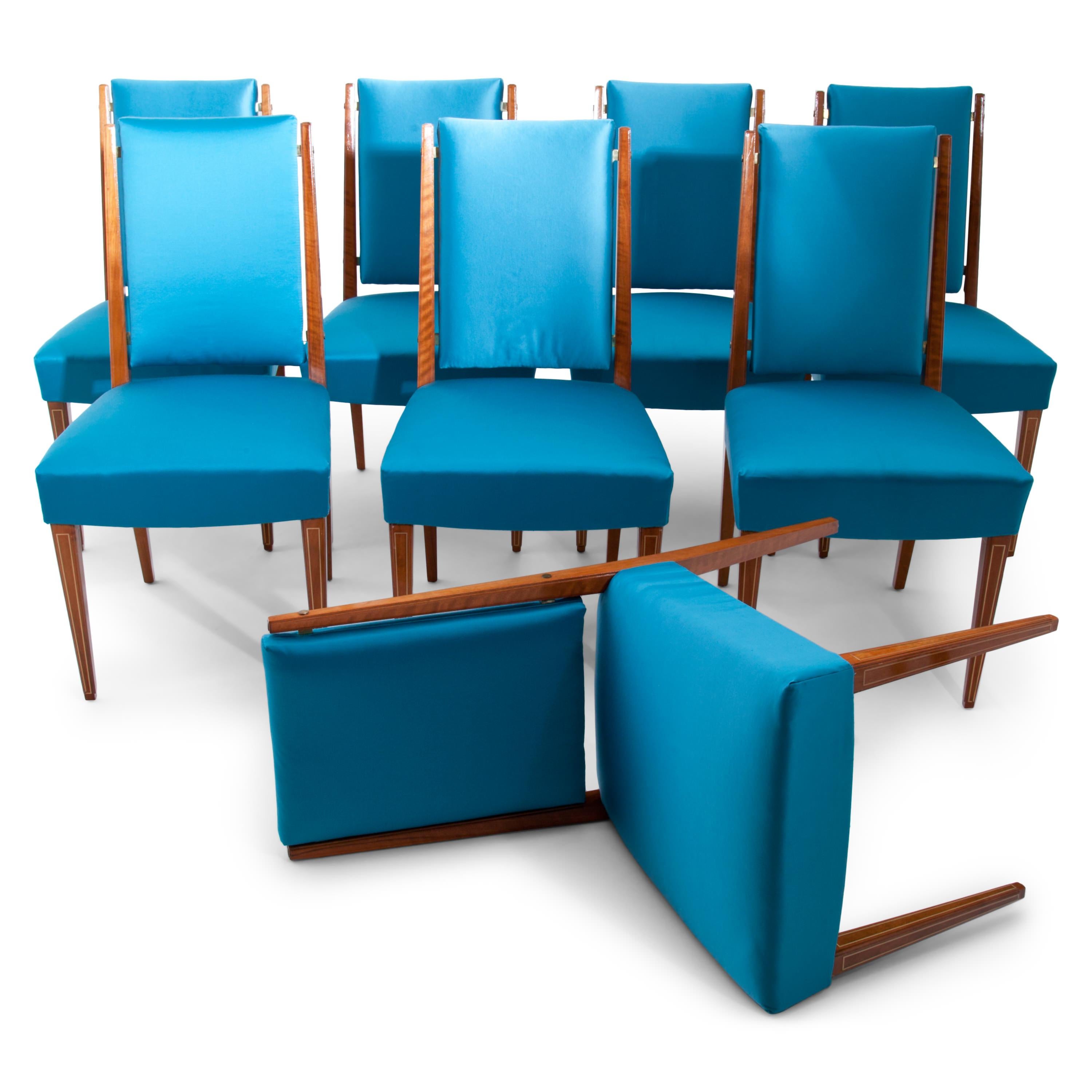 Mid-Century Modern Set of Eight Dining Room Chairs, France, Mid-20th Century