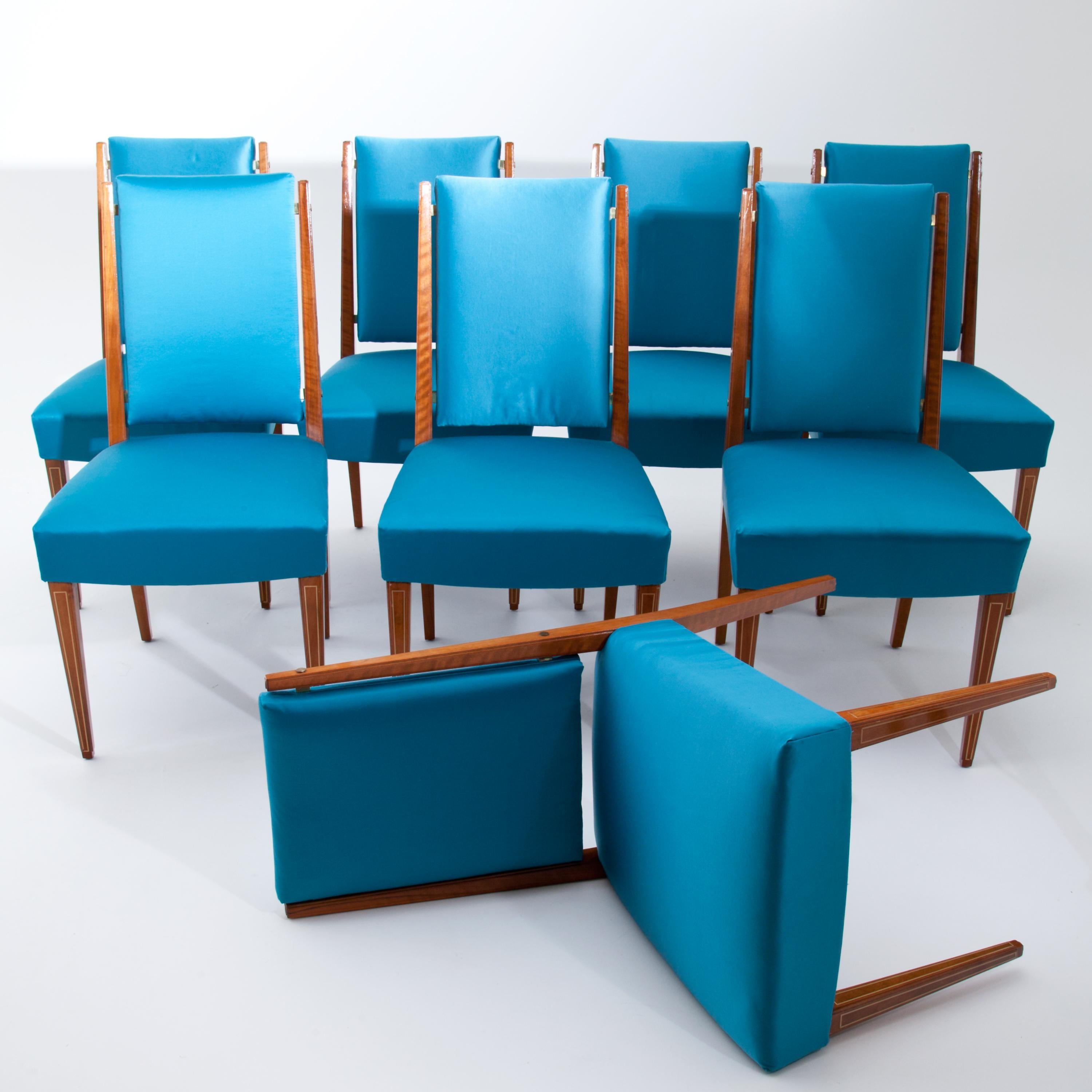 French Set of Eight Dining Room Chairs, France, Mid-20th Century