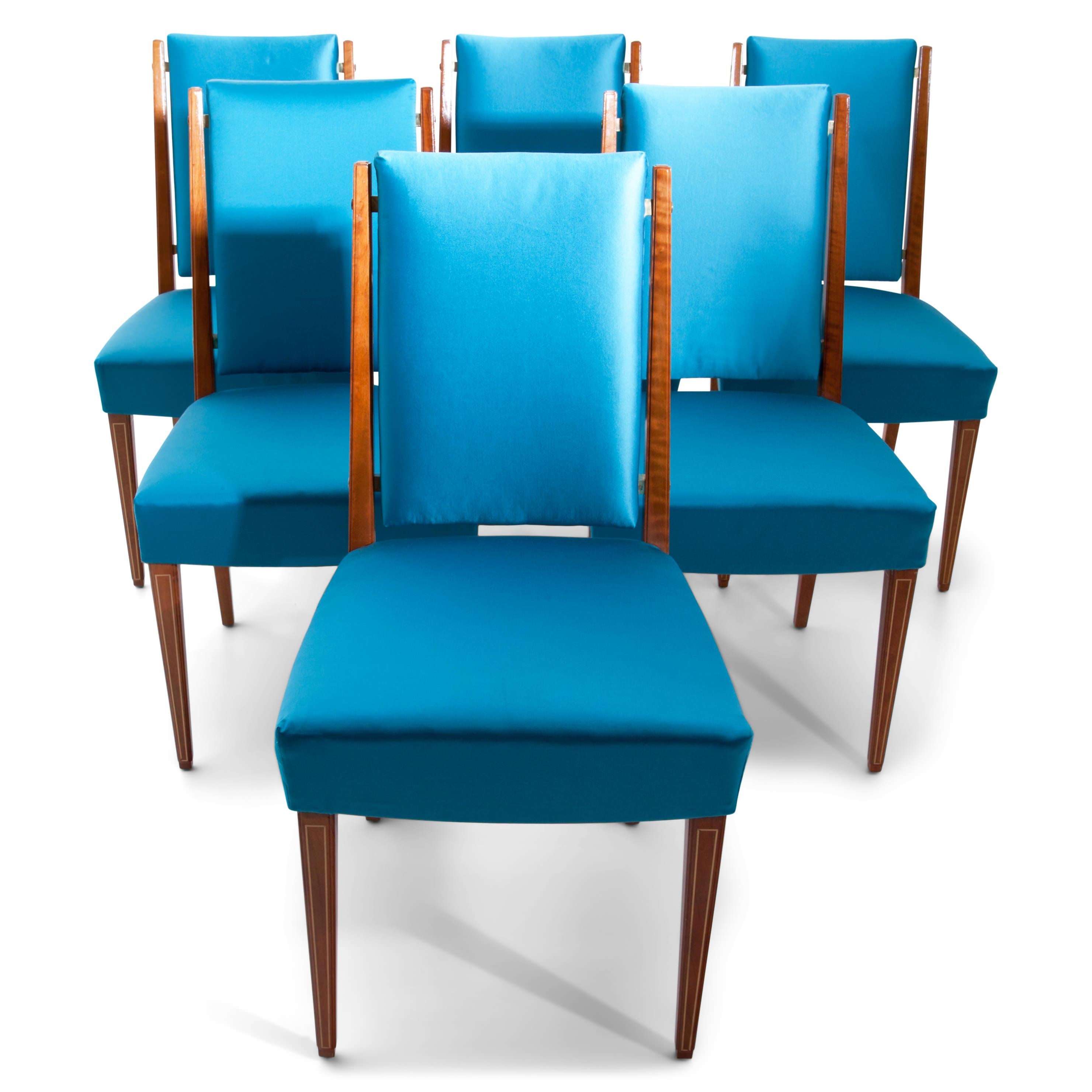 Set of Eight Dining Room Chairs, France, Mid-20th Century In Good Condition In Greding, DE