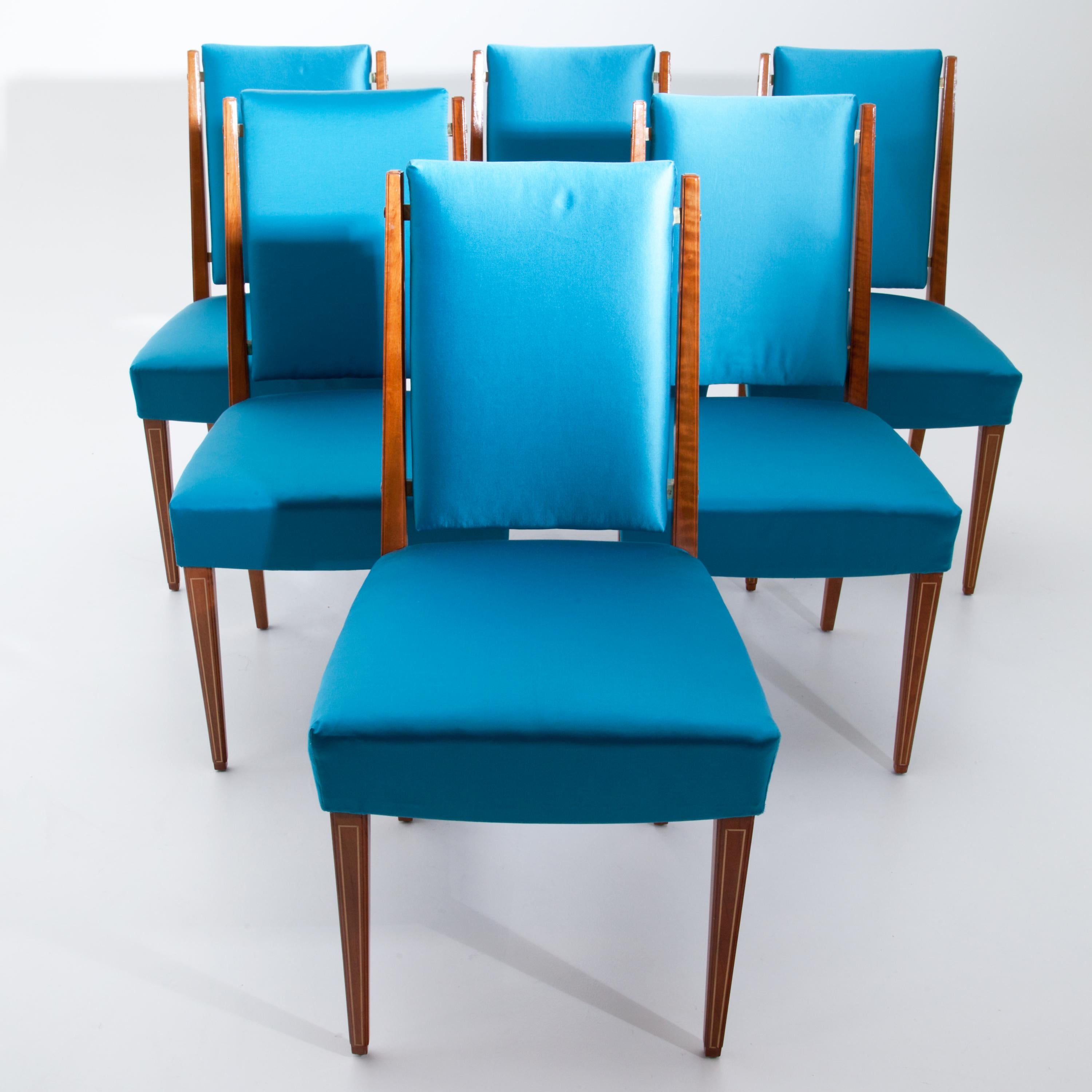 Wood Set of Eight Dining Room Chairs, France, Mid-20th Century