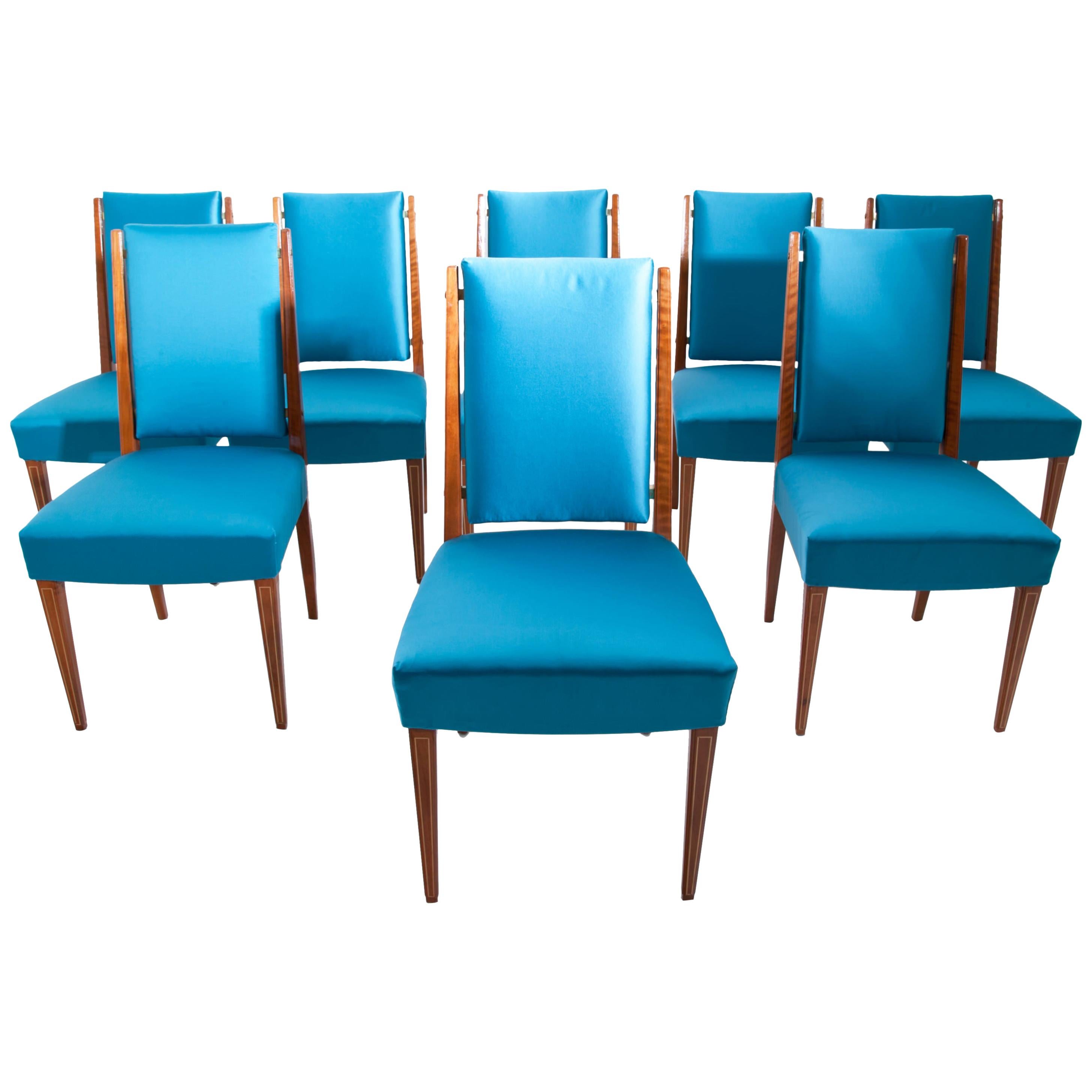 Set of Eight Dining Room Chairs, France, Mid-20th Century