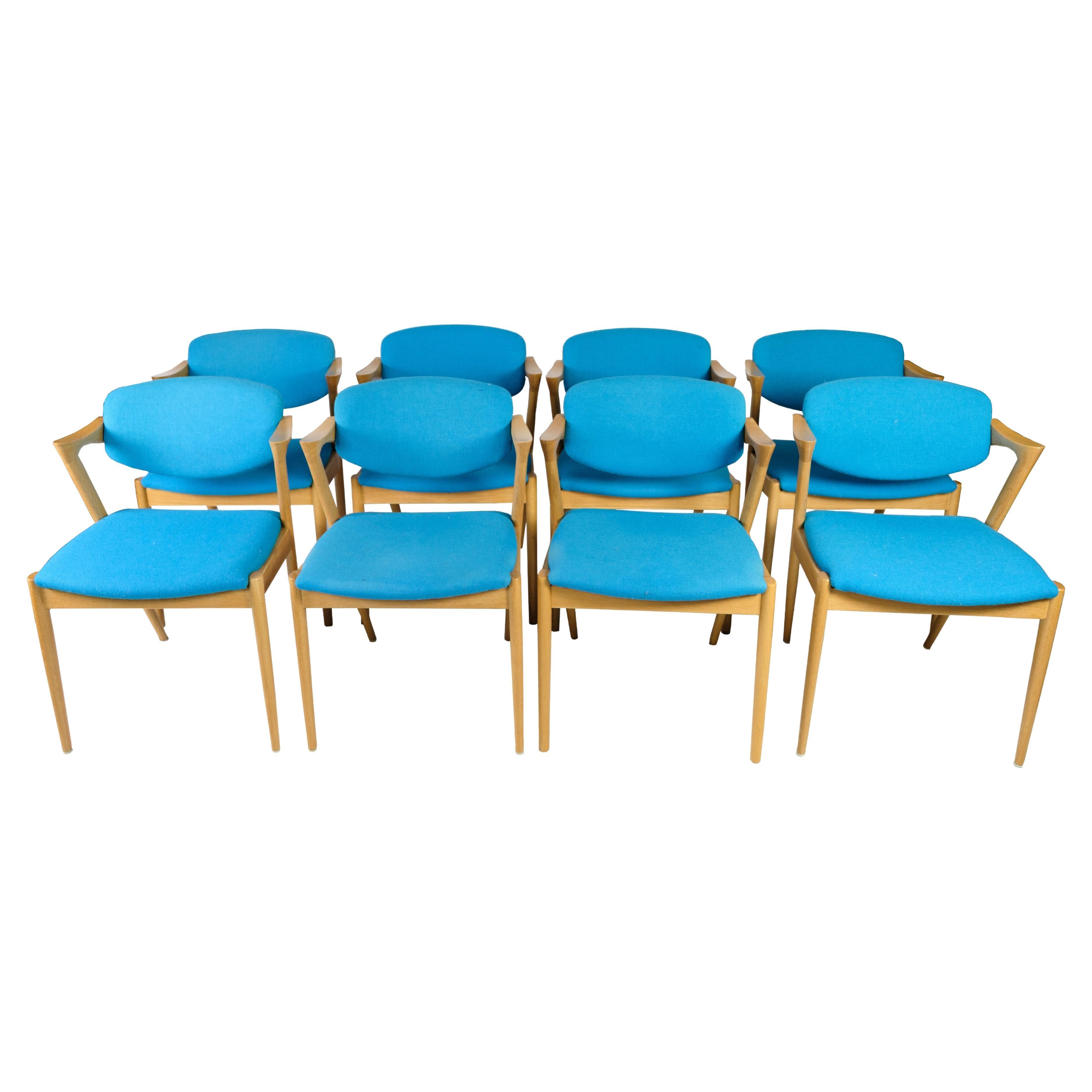 Set of Eight Dining Room Chairs, Model 42, Designed by Kai Kristiansen For Sale