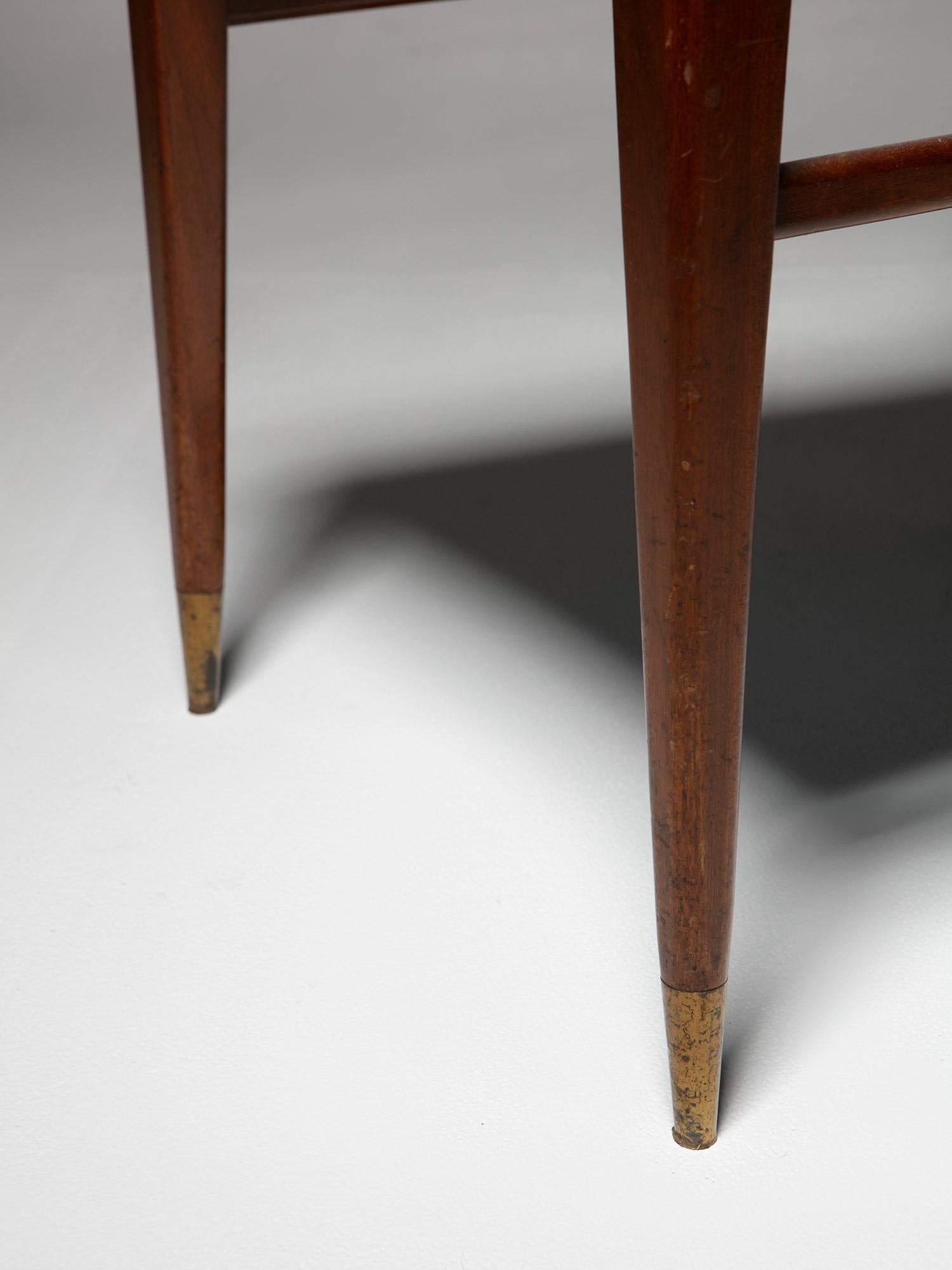 Set di otto sedie da pranzo in Wood Brass di La Casa Moderna, Italia, anni '50 in vendita 5