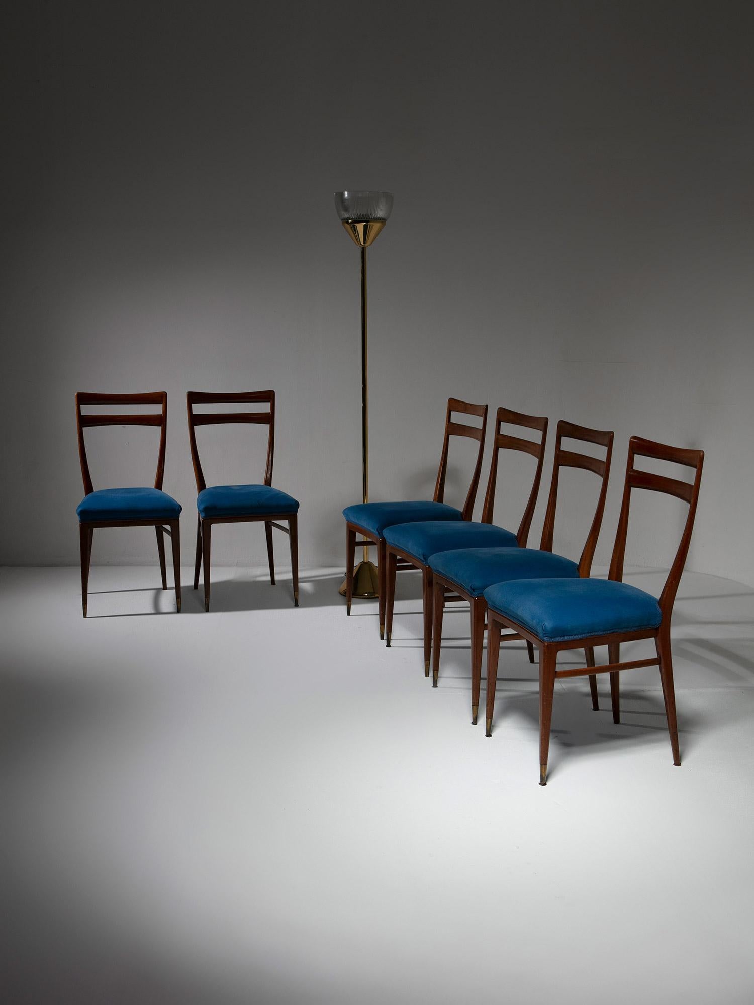 Set di otto sedie da pranzo in Wood Brass di La Casa Moderna, Italia, anni '50 in vendita 7