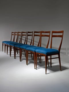 Set di otto sedie da pranzo in Wood Brass di La Casa Moderna, Italia, anni '50