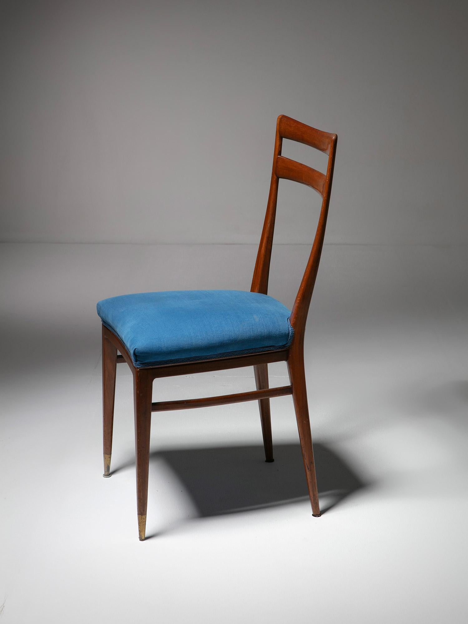 Ottone Set di otto sedie da pranzo in Wood Brass di La Casa Moderna, Italia, anni '50 in vendita