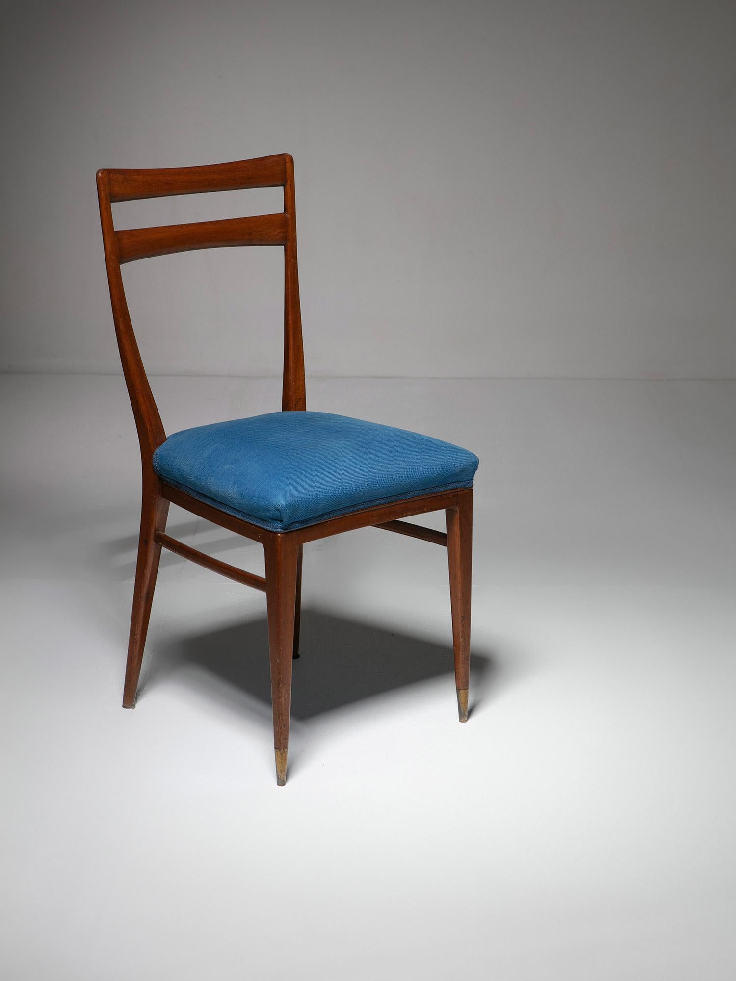 Set di otto sedie da pranzo in Wood Brass di La Casa Moderna, Italia, anni '50 in vendita 1