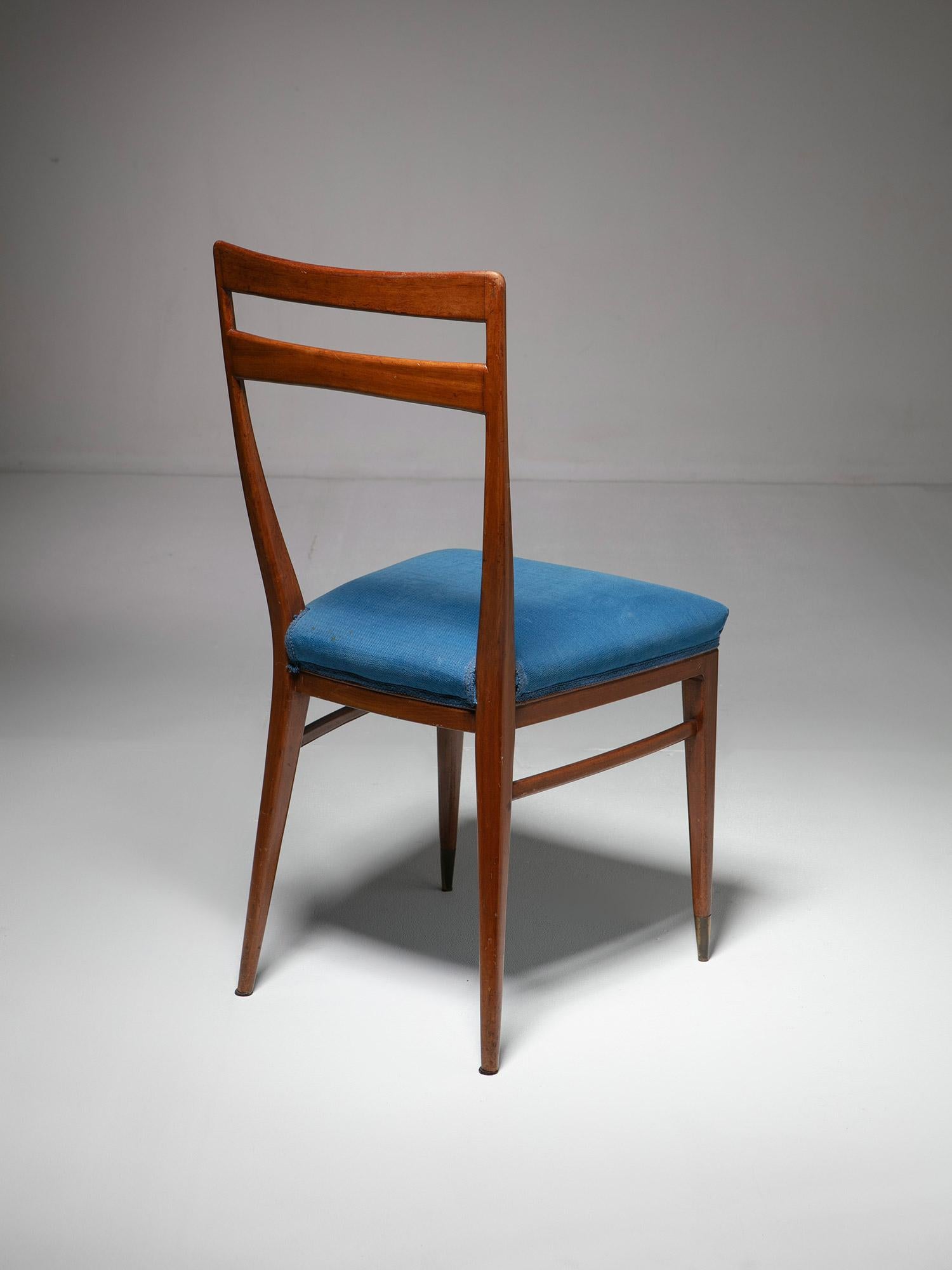 Set di otto sedie da pranzo in Wood Brass di La Casa Moderna, Italia, anni '50 in vendita 2