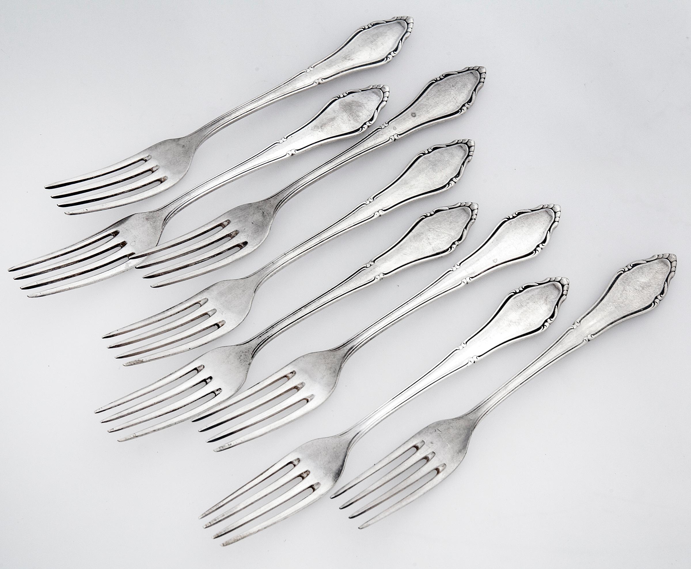 Edwardian Antique German Dinner Forks; Set of 8 For Sale