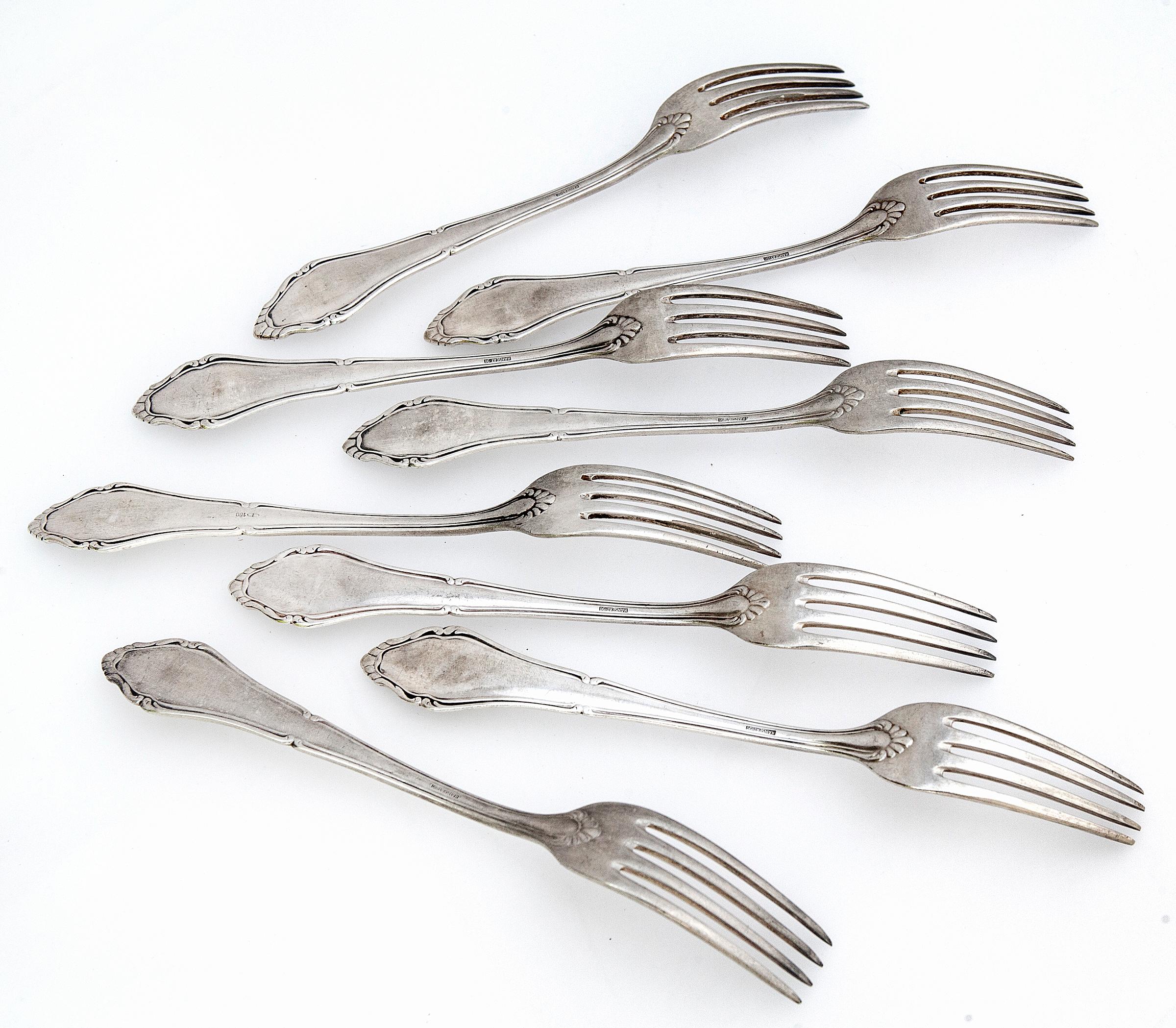 20th Century Antique German Dinner Forks; Set of 8 For Sale