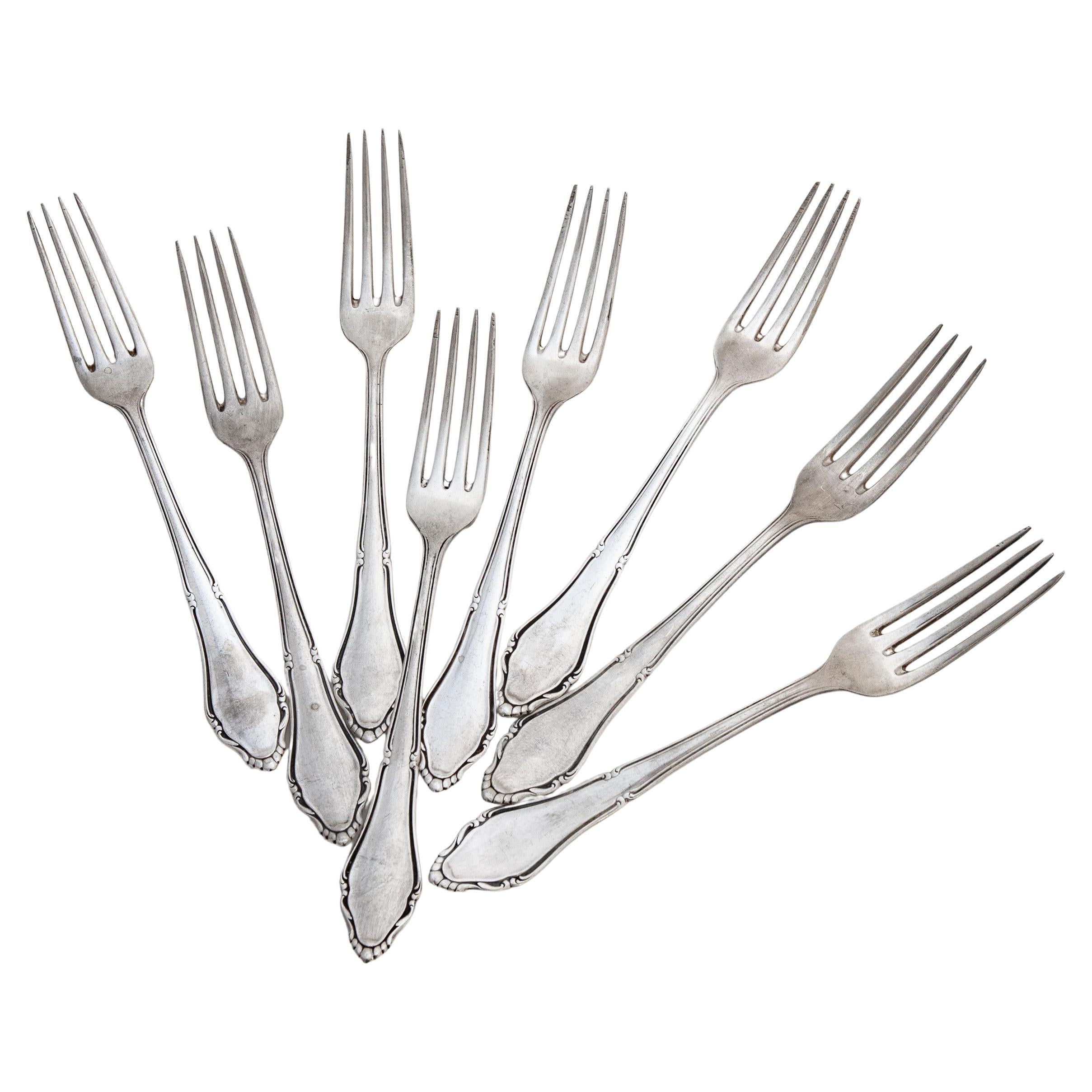 Antique German Dinner Forks; Set of 8