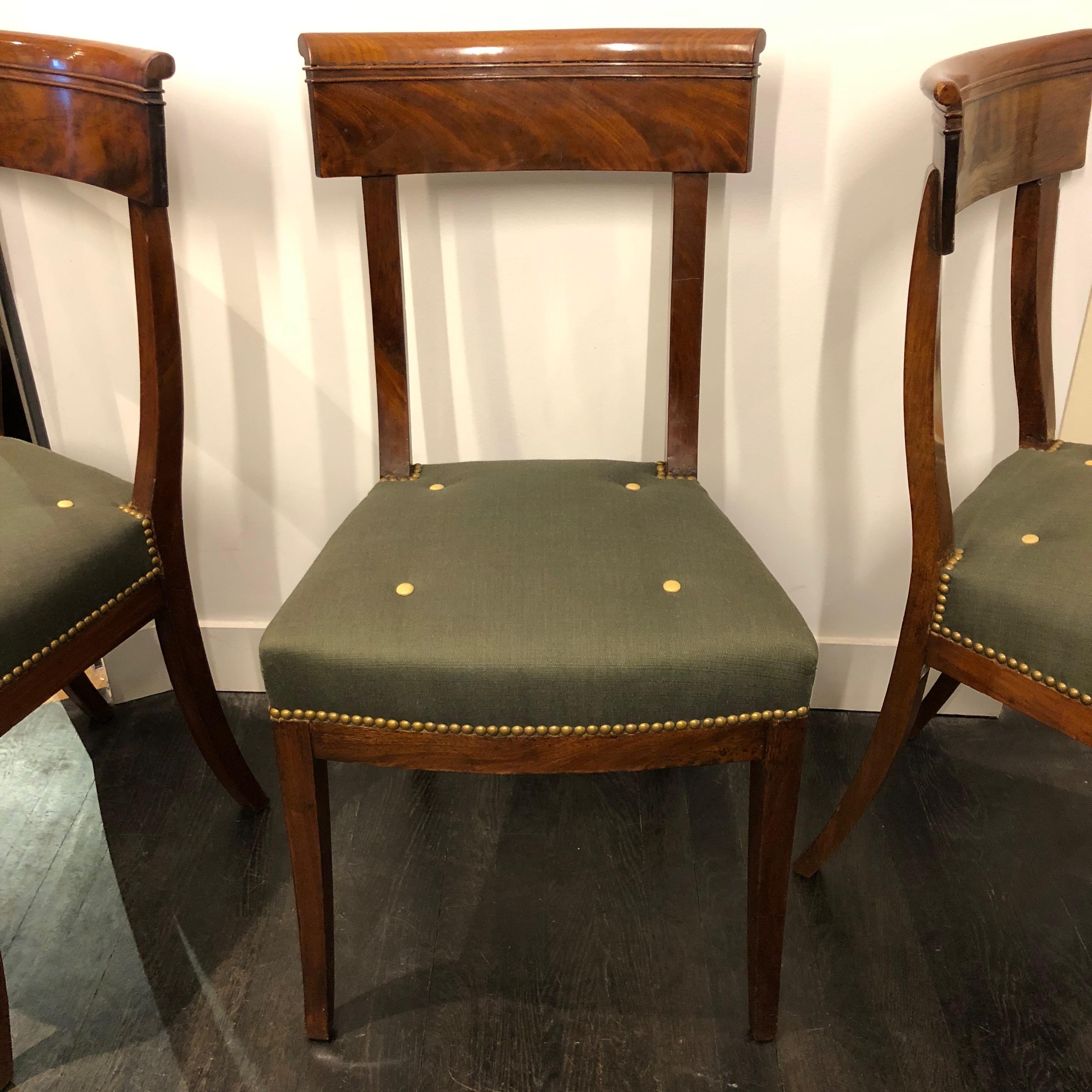 French Set of Eight Directoire Mahogany Dining Chairs