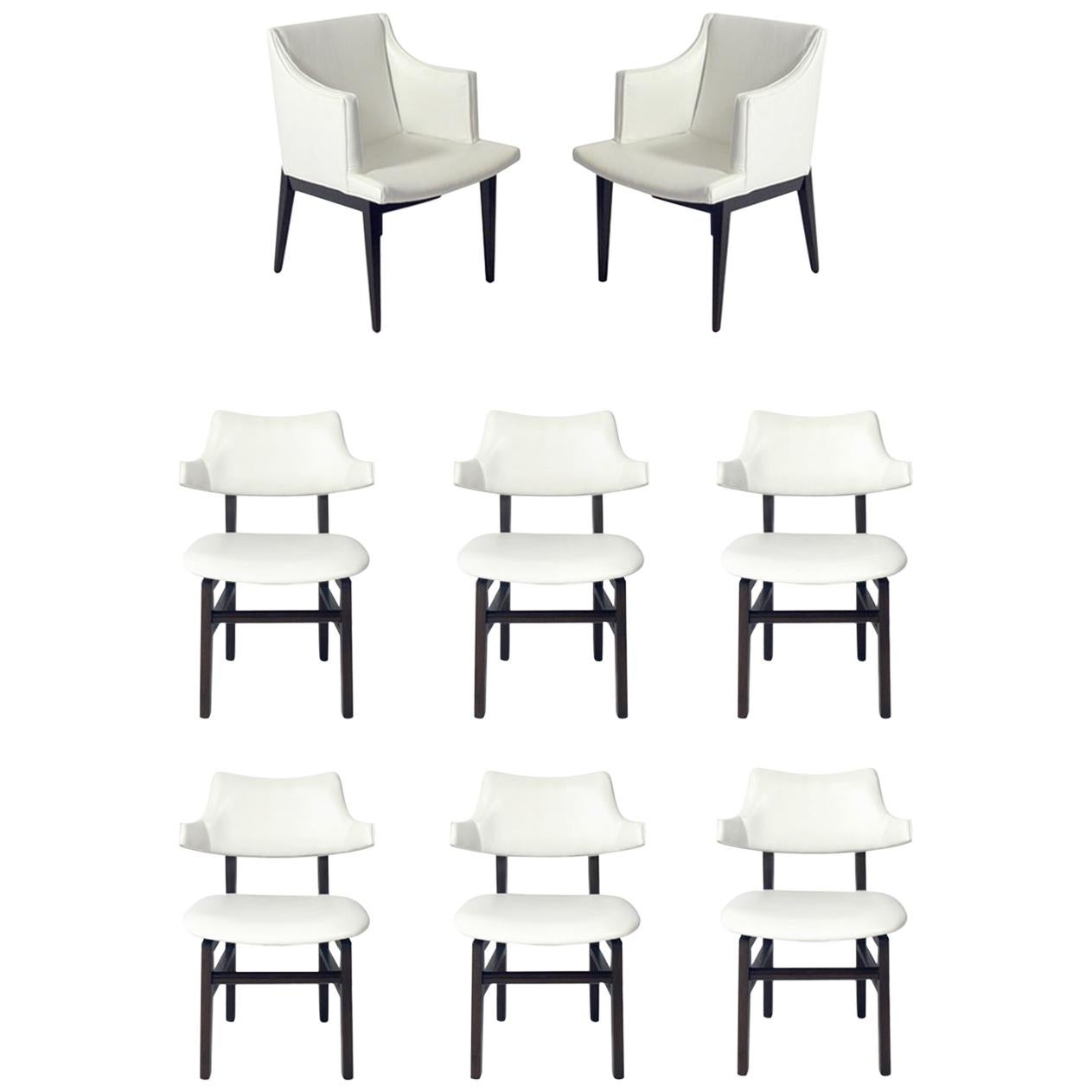 Set of Six Edward Wormley Dining Room Chairs with Caning for Dunbar at