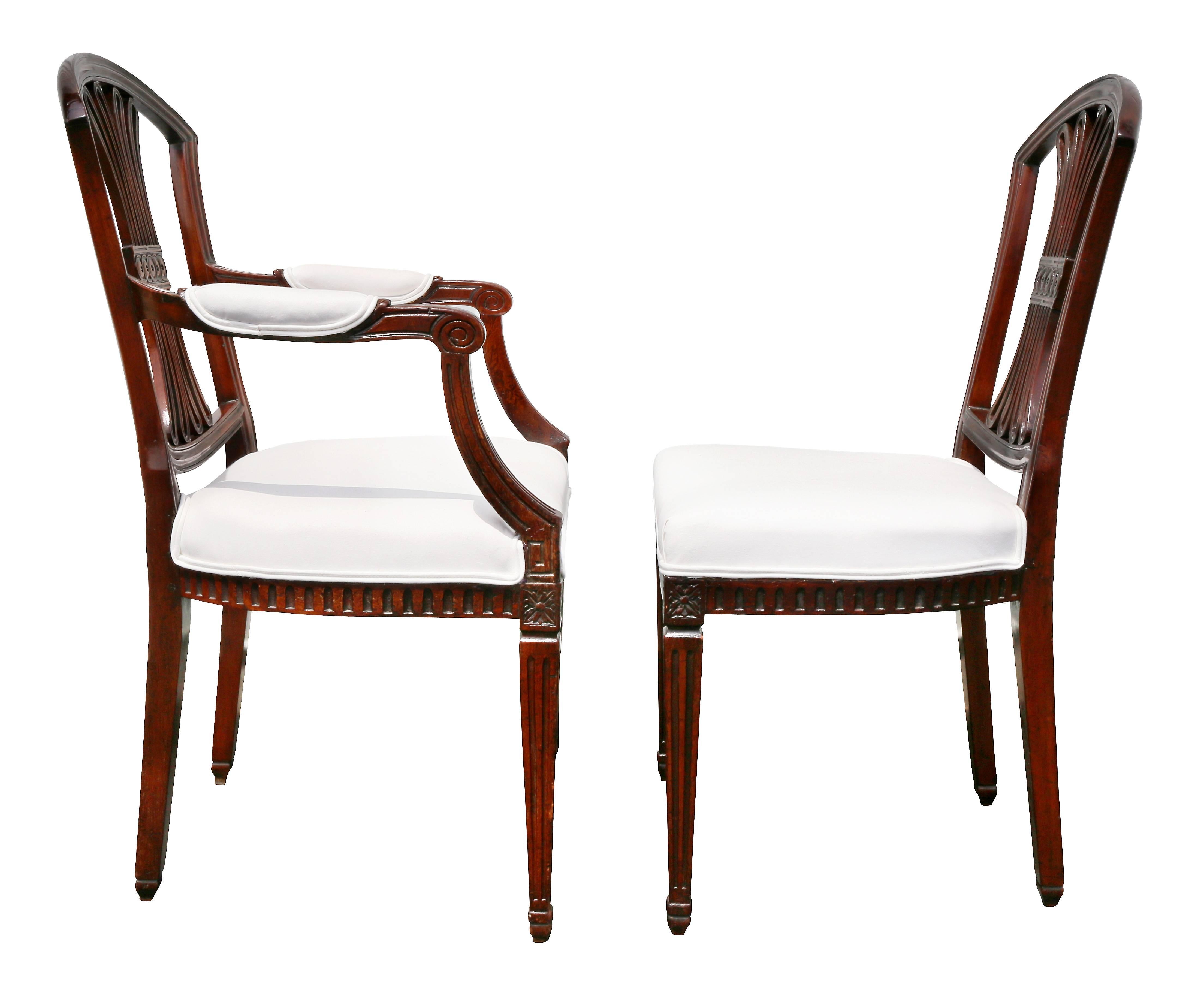 Set of Eight Dutch Neoclassic Mahogany Dining Chairs 6