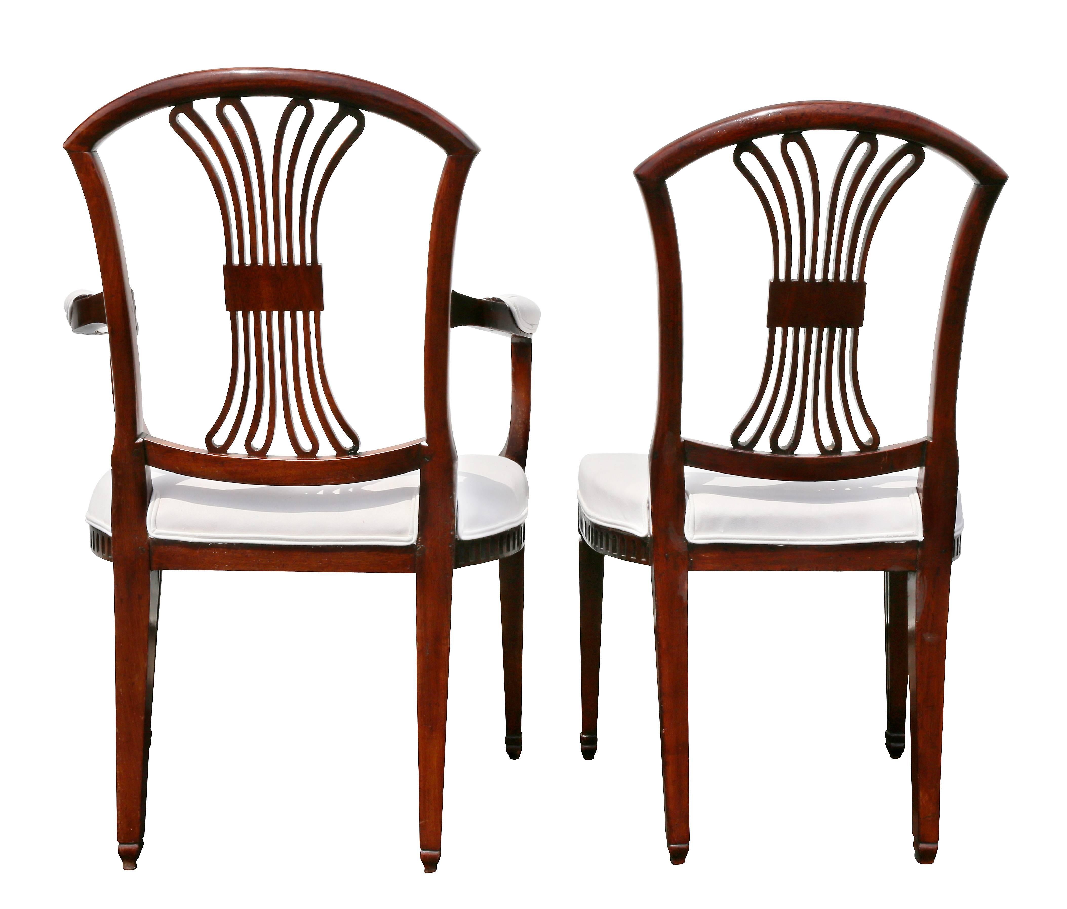 Set of Eight Dutch Neoclassic Mahogany Dining Chairs 8