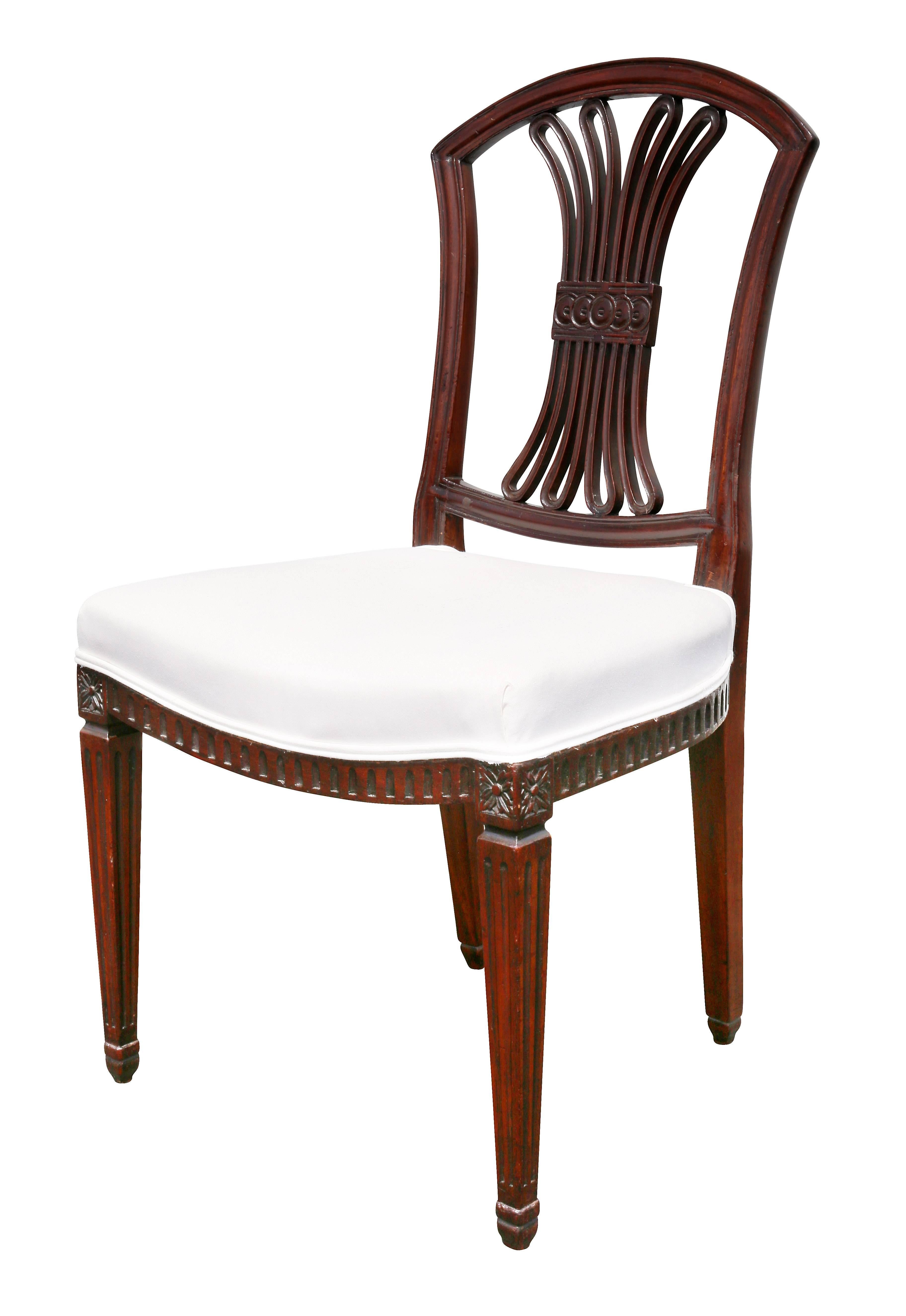 Set of Eight Dutch Neoclassic Mahogany Dining Chairs In Good Condition In Essex, MA