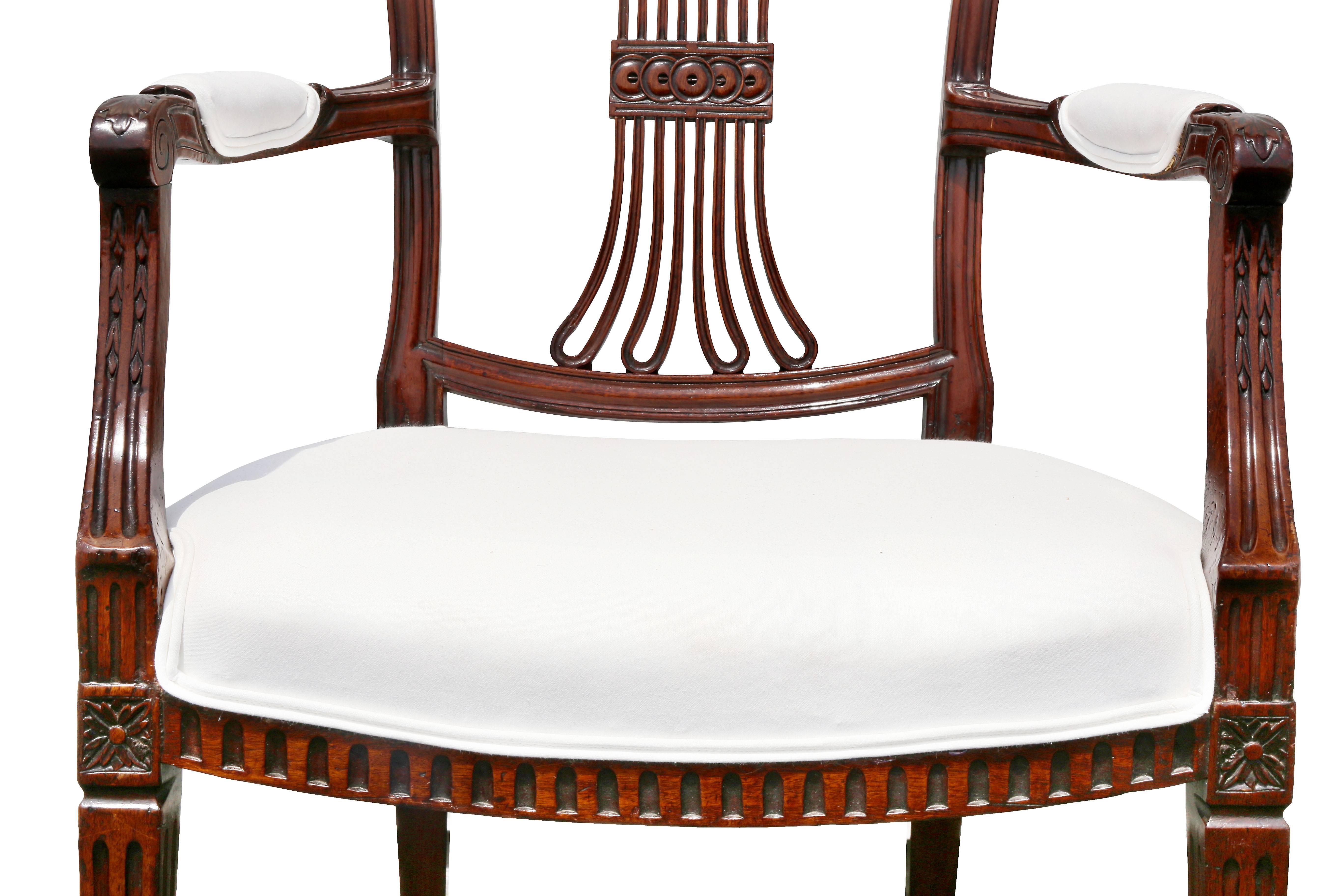 Set of Eight Dutch Neoclassic Mahogany Dining Chairs 2