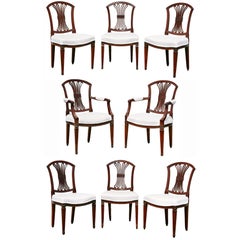 Set of Eight Dutch Neoclassic Mahogany Dining Chairs