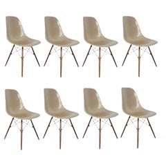 Vintage Set of Eight Eames Fiberglass Shell Dining Chairs by Herman Miller