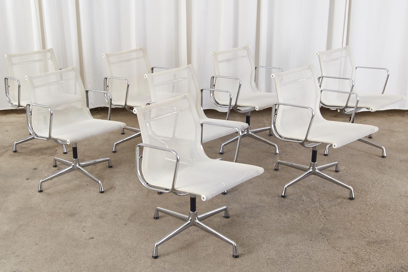 Swiss Set of Eight Eames Mid-Century Chrome Armchairs by Vitra