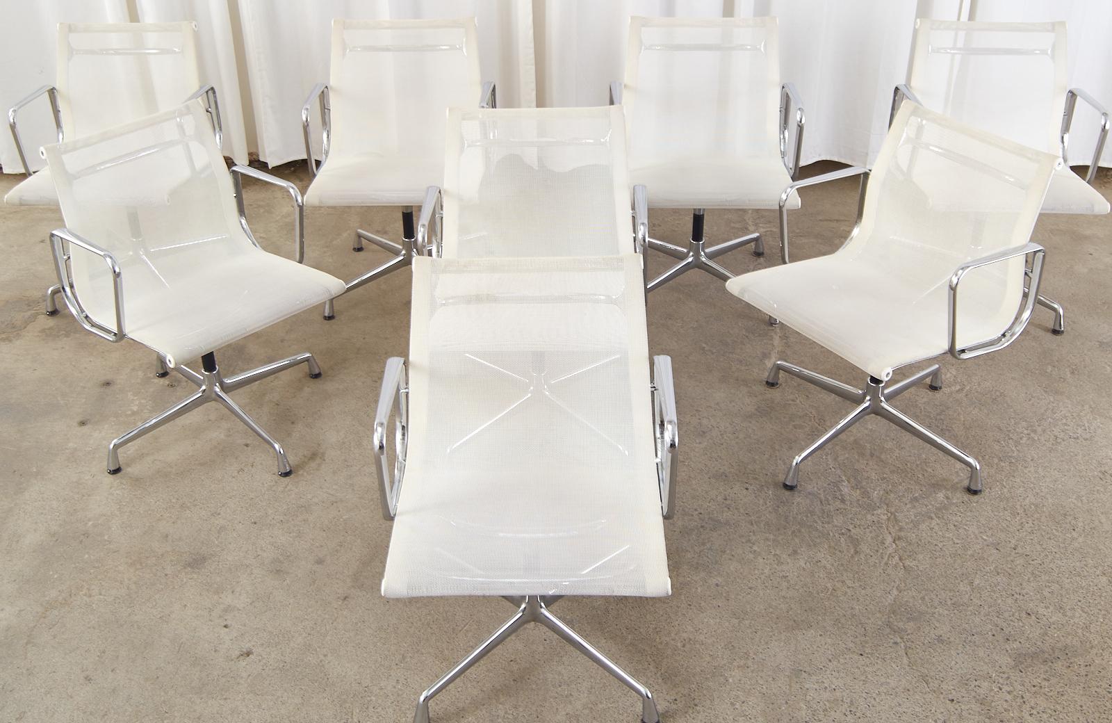 Set of Eight Eames Mid-Century Chrome Armchairs by Vitra In Good Condition In Rio Vista, CA