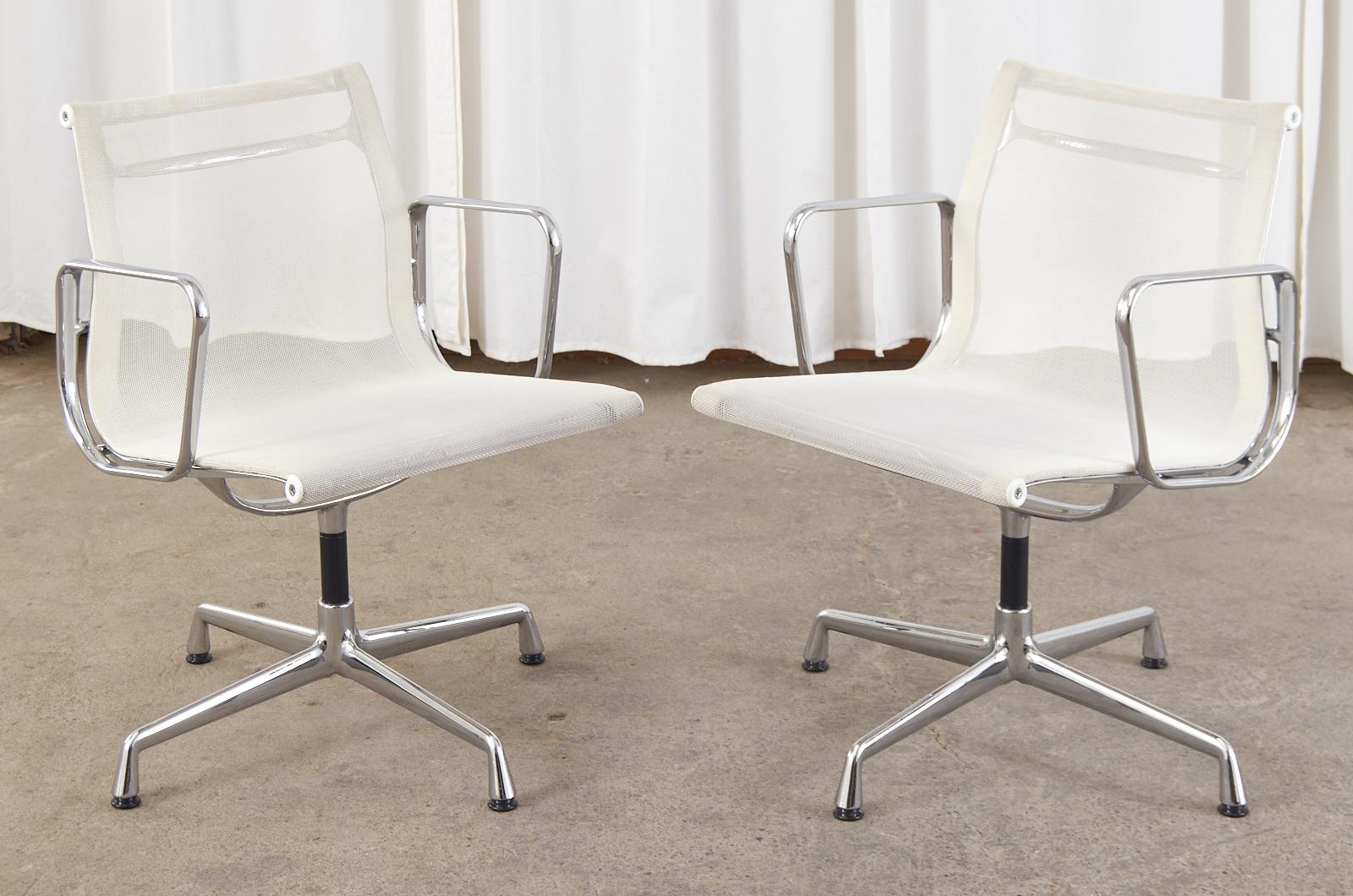 Aluminum Set of Eight Eames Mid-Century Chrome Armchairs by Vitra