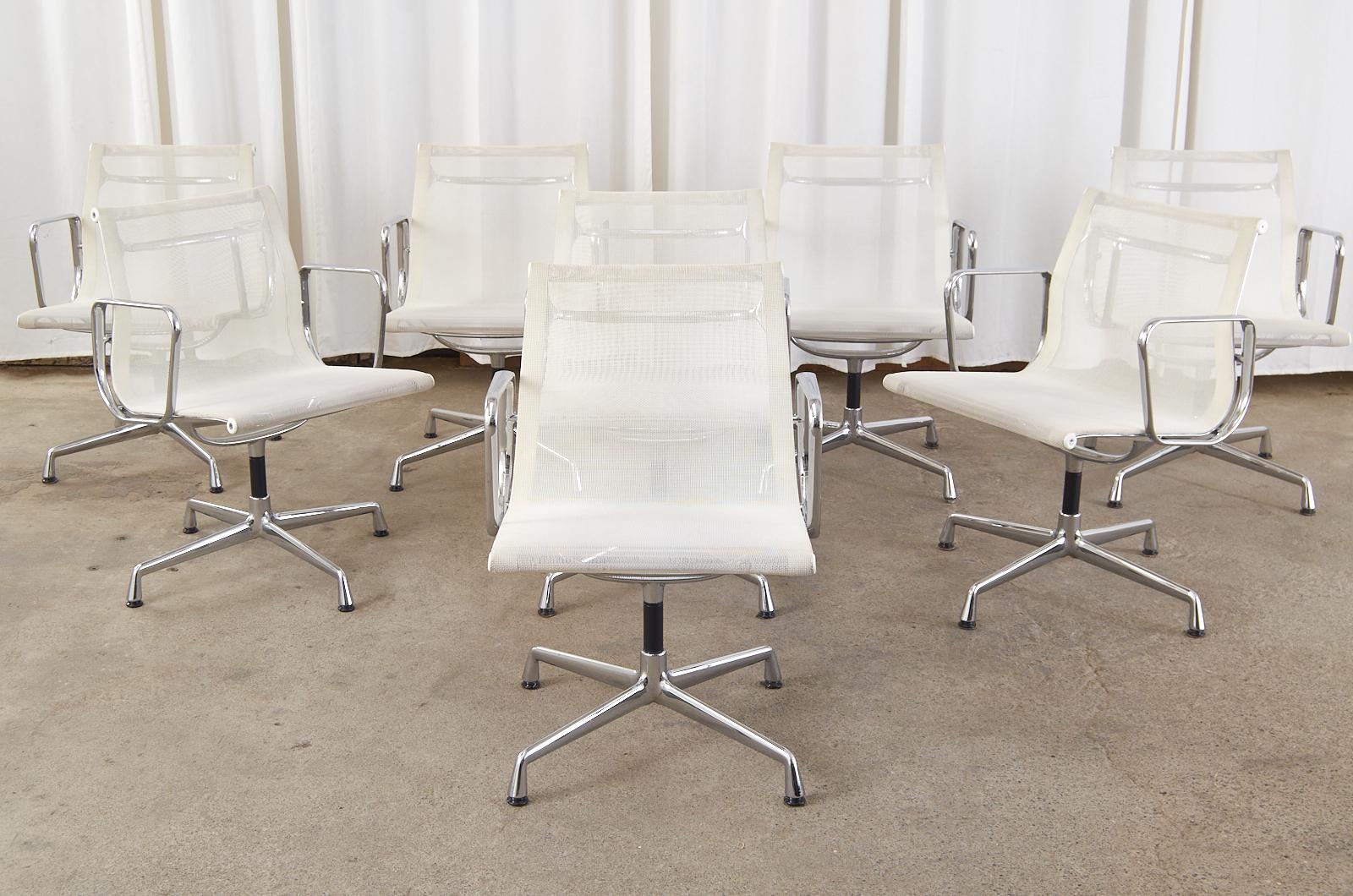 Set of Eight Eames Mid-Century Chrome Armchairs by Vitra 1