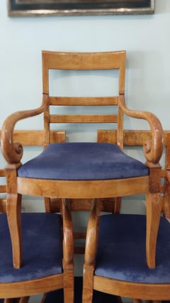 Set of Eight, Early 18th Century French Arm Chairs in Ash