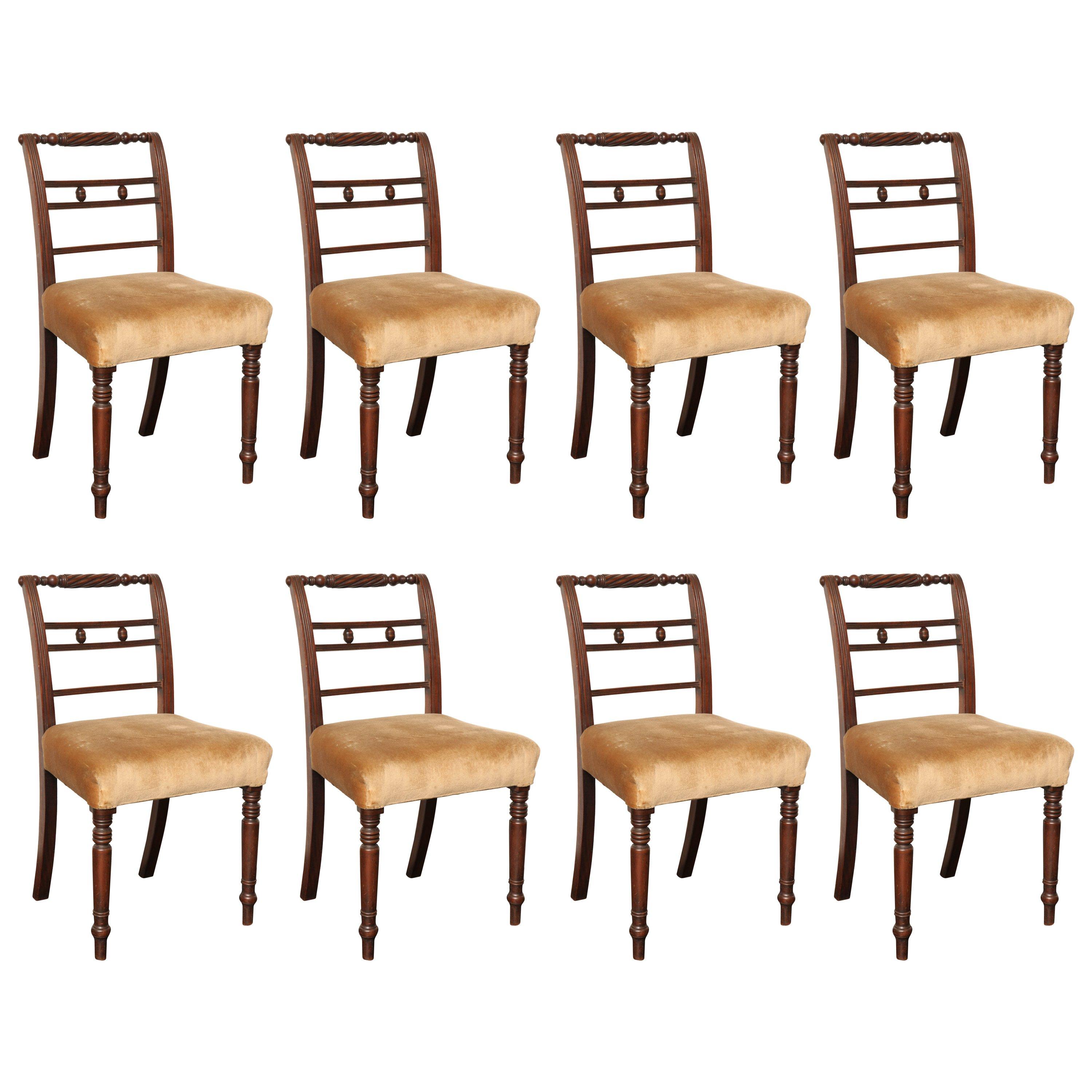 Set of Eight Early 19th Century Irish Mahogany Dining Chairs