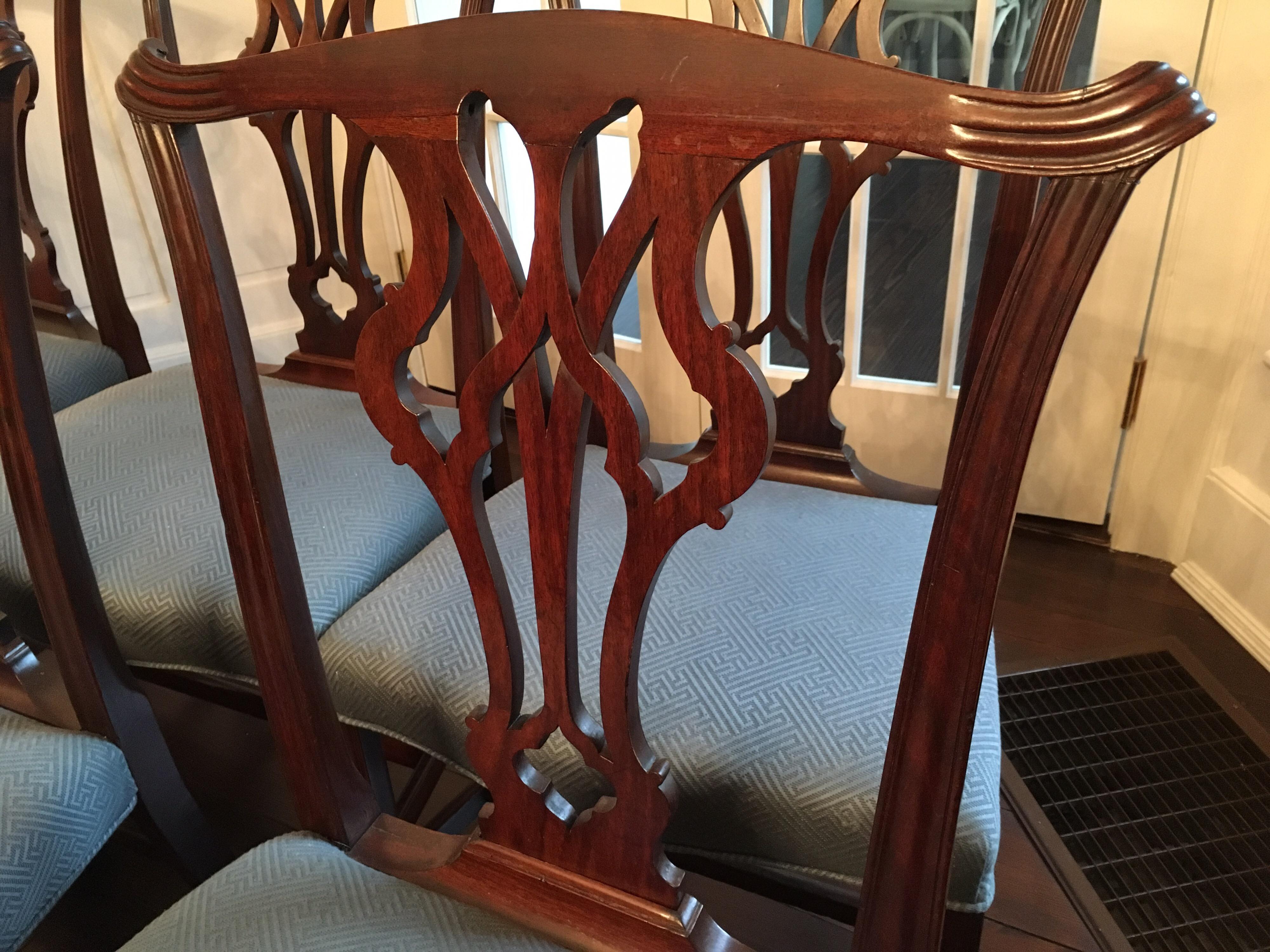 Set of Eight Early 20th Century Chippendale Style Dining Chairs 5