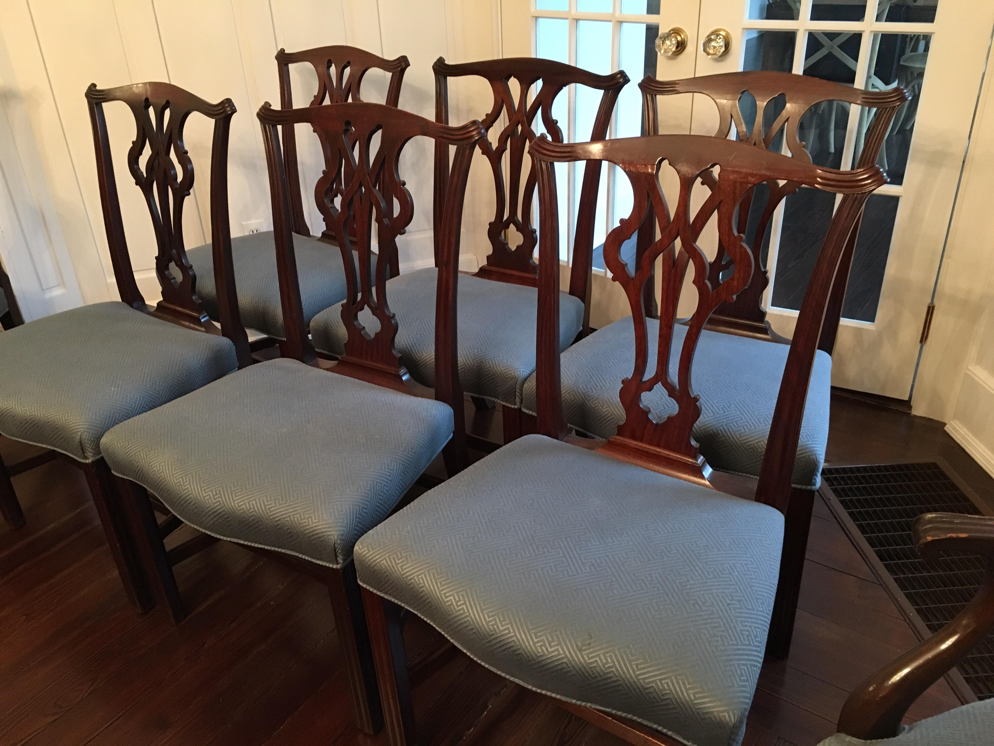 Set of Eight Early 20th Century Chippendale Style Dining Chairs 2