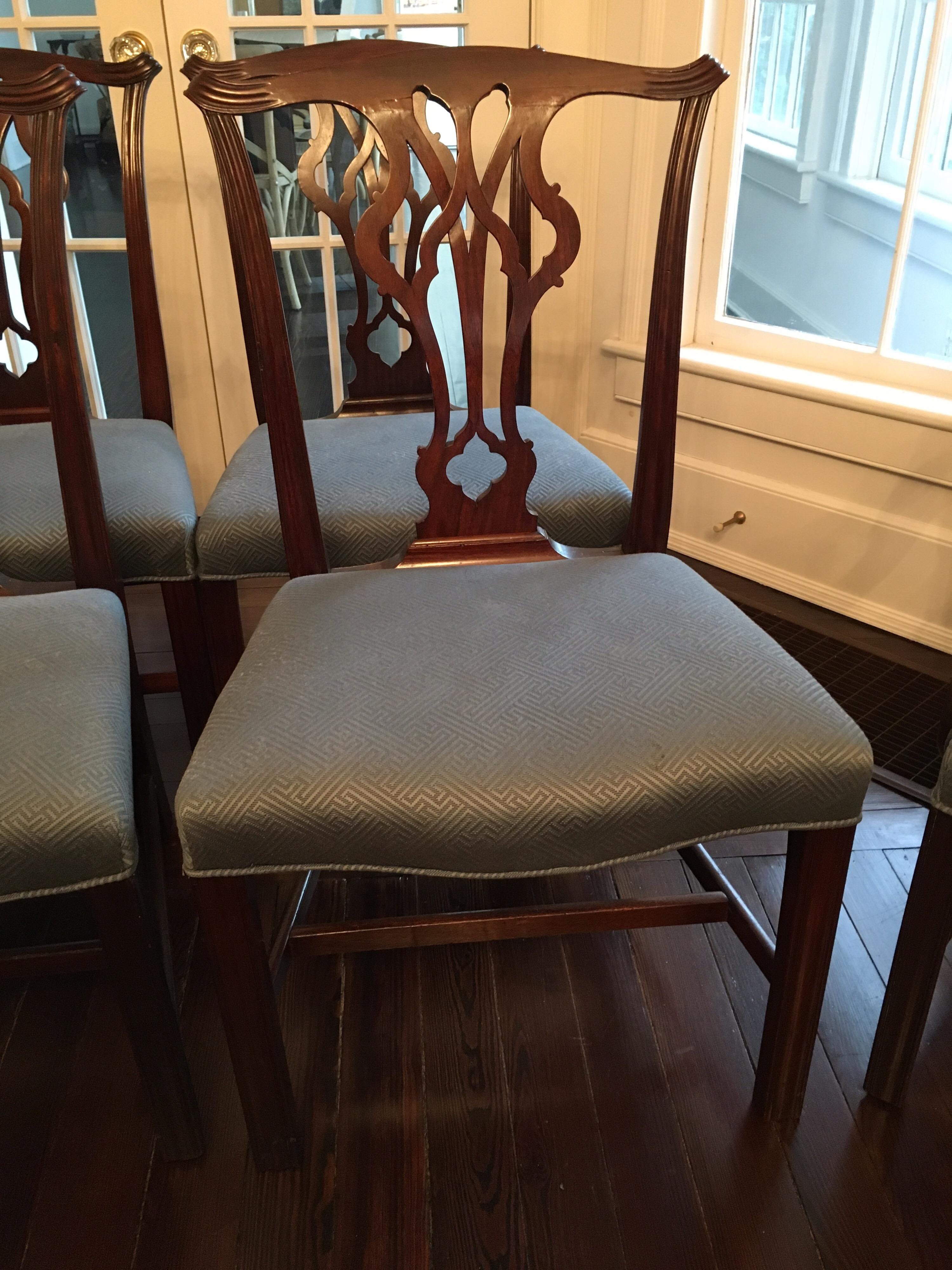 Set of Eight Early 20th Century Chippendale Style Dining Chairs 3