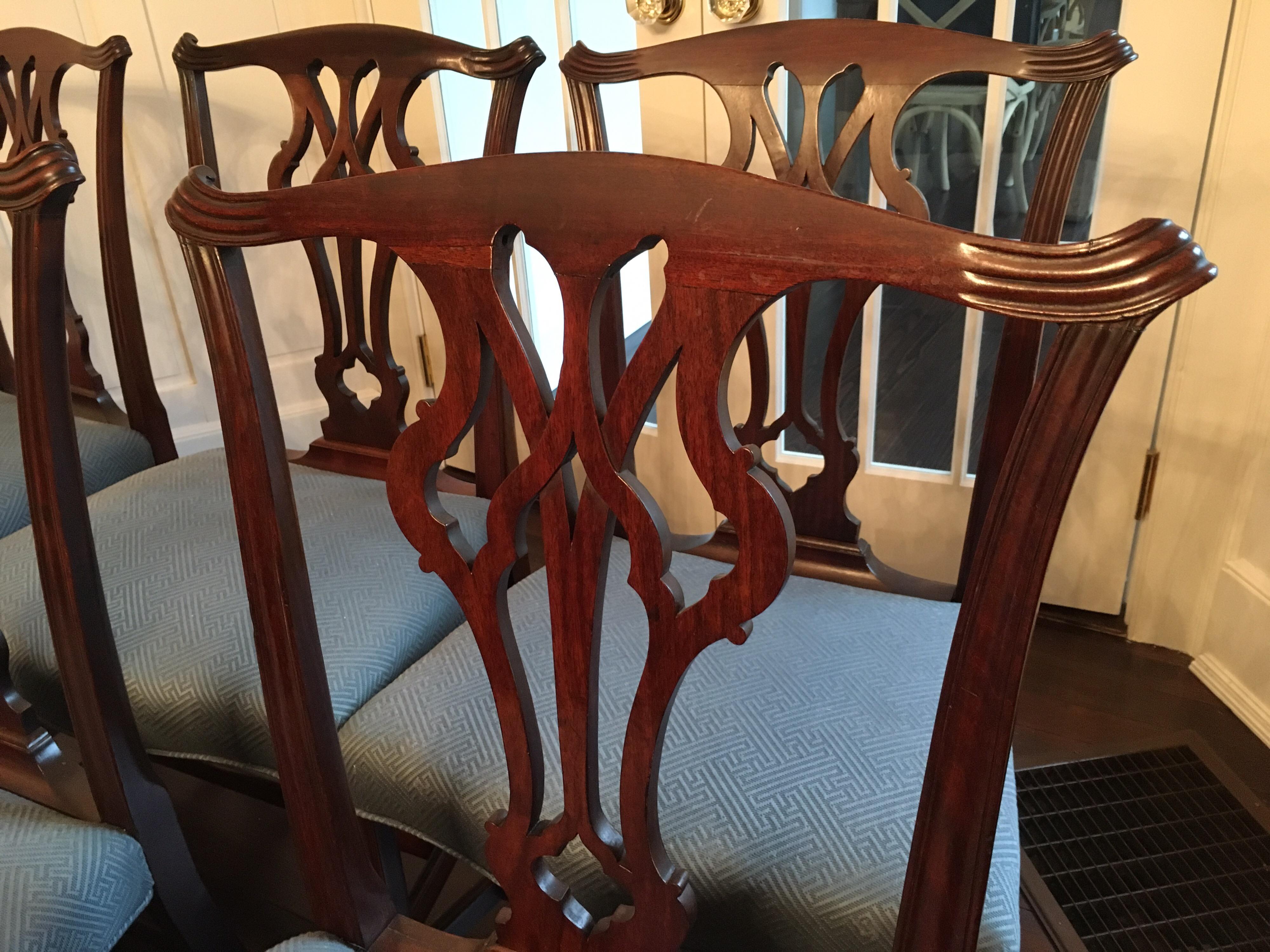 Set of Eight Early 20th Century Chippendale Style Dining Chairs 4