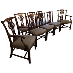 Set of Eight Early 20th Century Chippendale Style Dining Chairs