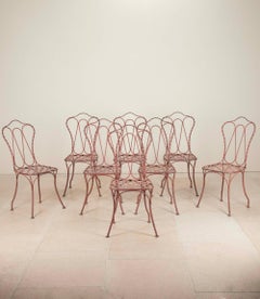Set of Eight Early 20th Century French Iron Garden Chairs