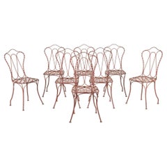 Set of Eight Early 20th Century French Iron Garden Chairs