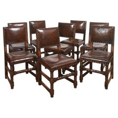 Set Of Eight Early 20th Century Oak Dining Chairs