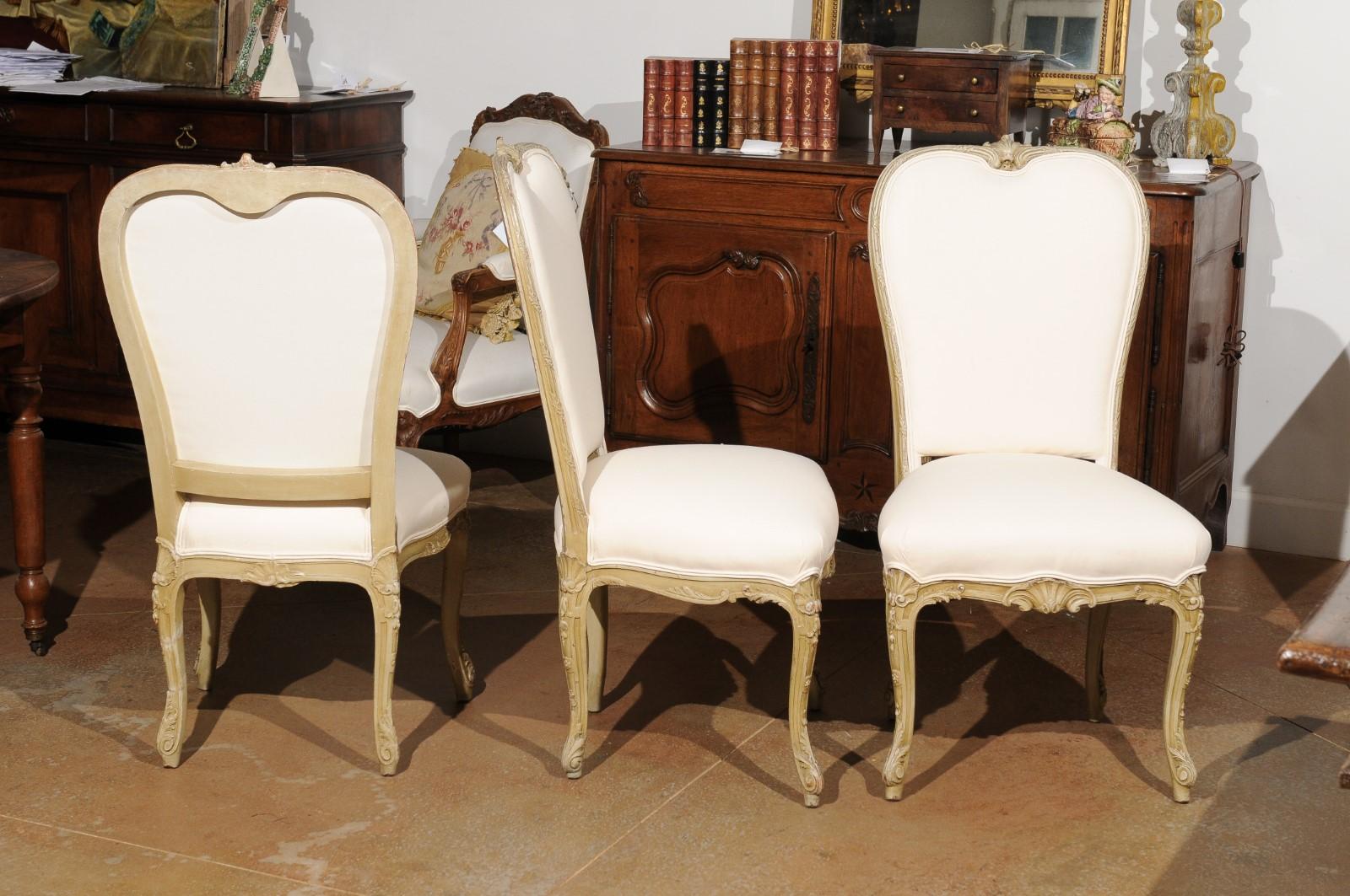 Set of Eight Early 20th Century Painted and Carved Dining Chairs from Marseille In Good Condition In Atlanta, GA