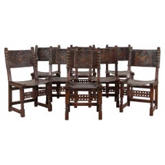 Set of Eight Early 20th Century Spanish Dining Chairs
