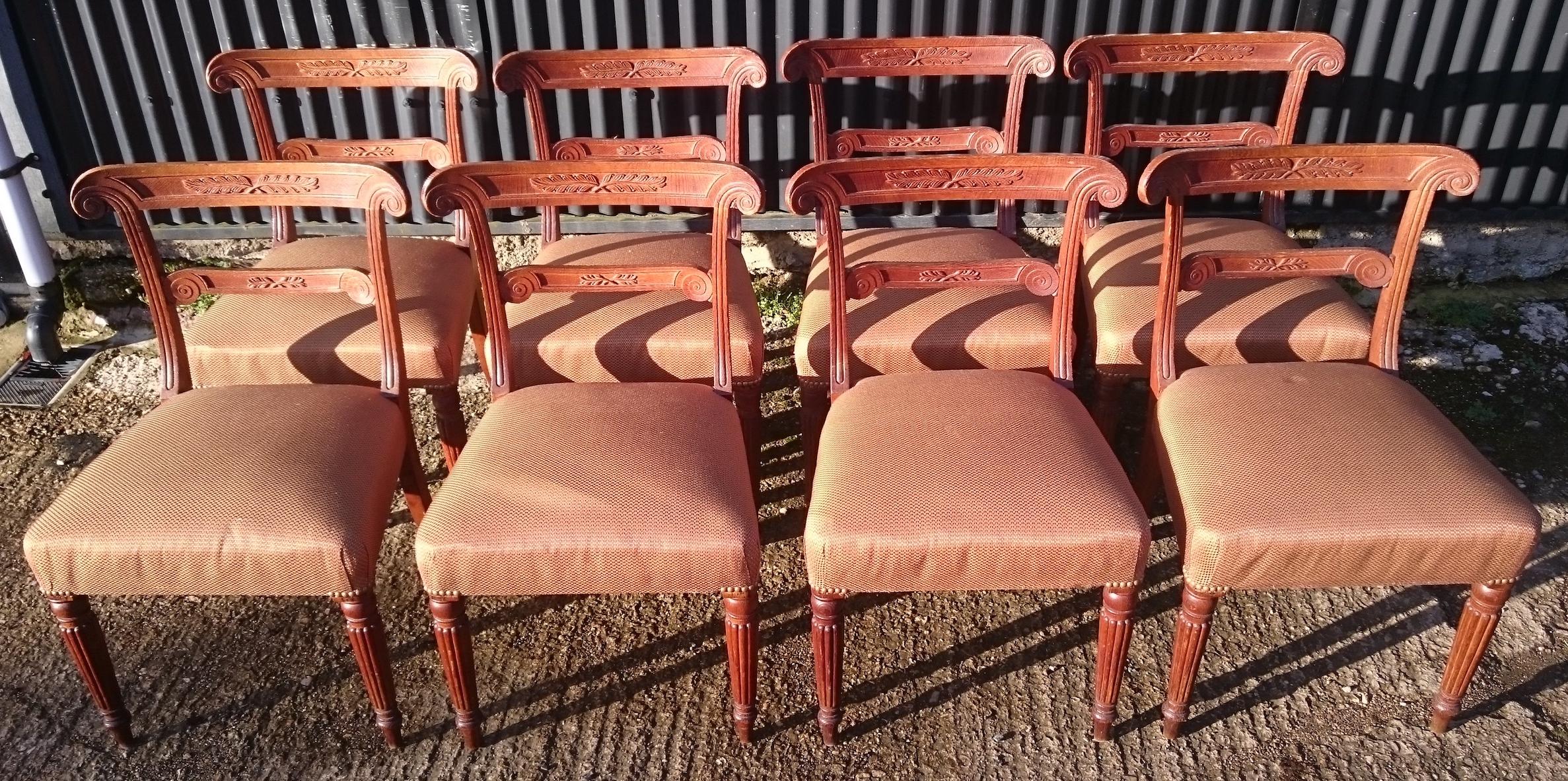 19th Century Set of Eight Early Nineteenth Century Regency Oak Dining Chairs For Sale