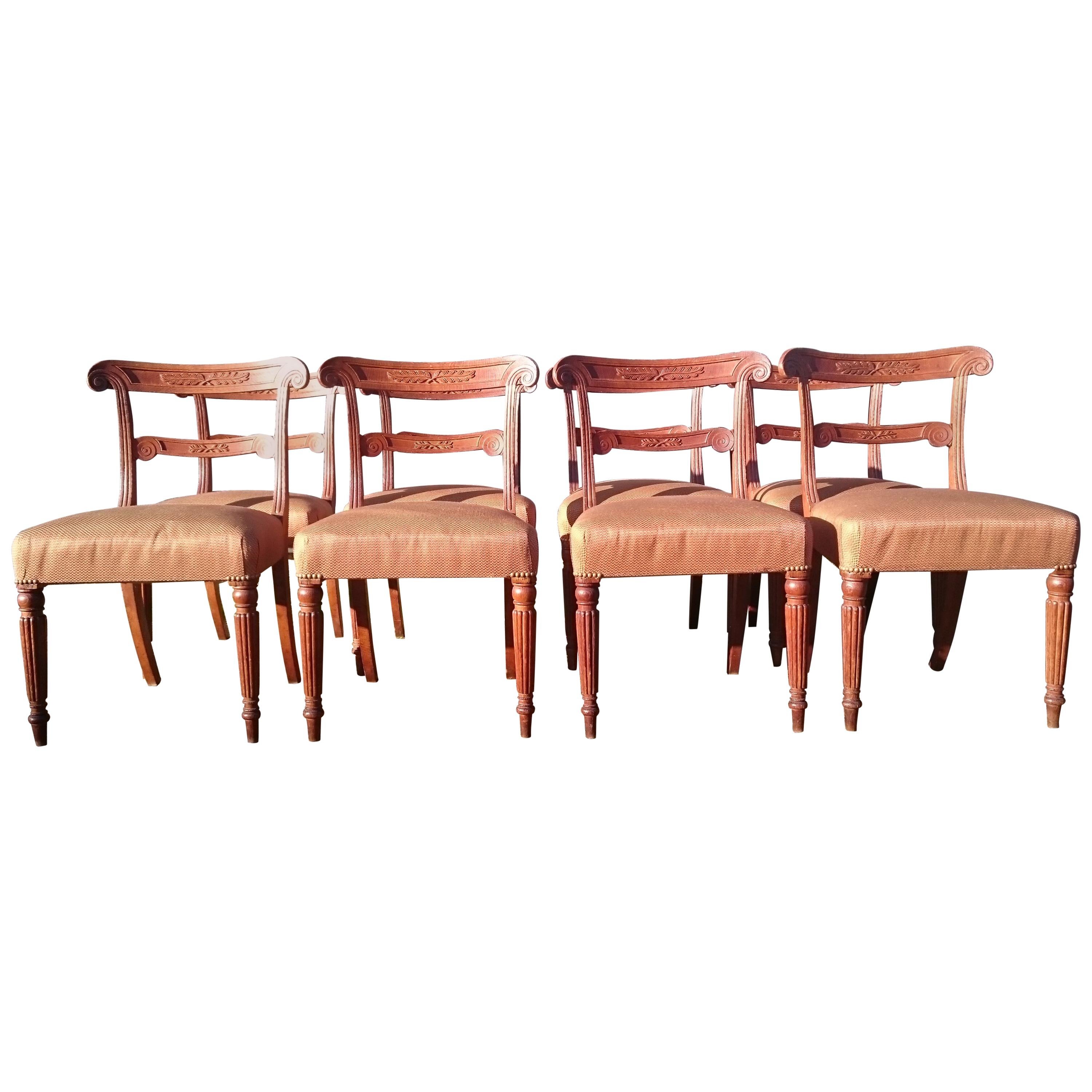Set of Eight Early Nineteenth Century Regency Oak Dining Chairs